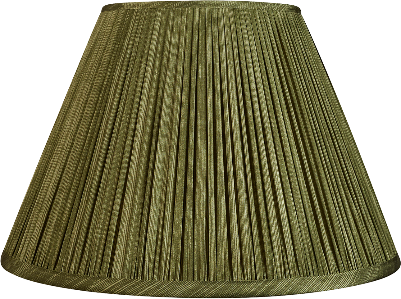 14 Inch Olive green ripple pinstripe sari style gathered silk lampshade