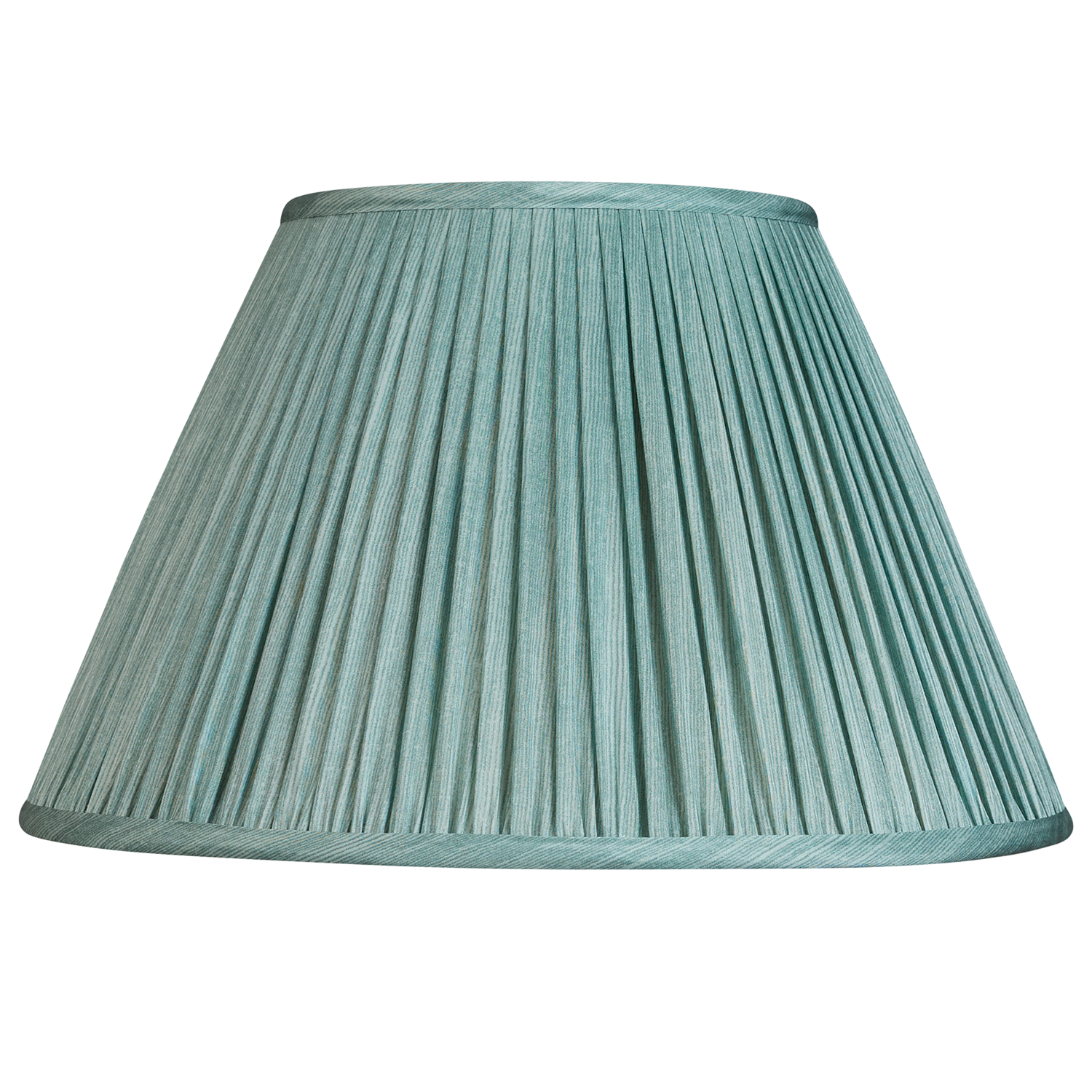 14 Inch Celadon ripple pinstripe sari style gathered silk lampshade