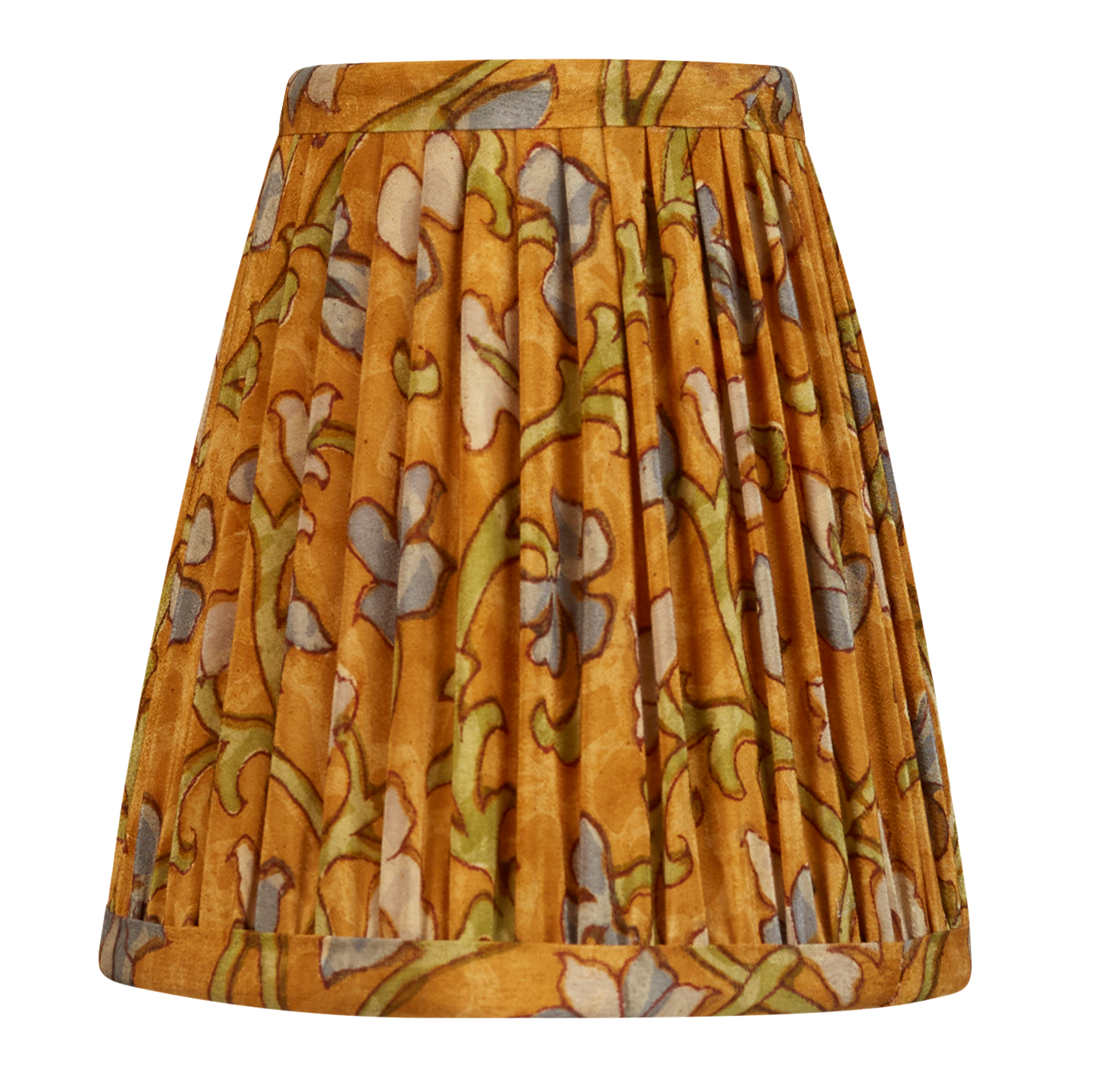 5 inch (13 cm) Pair of Mustard and grey floral design silk sari clip on lampshades
