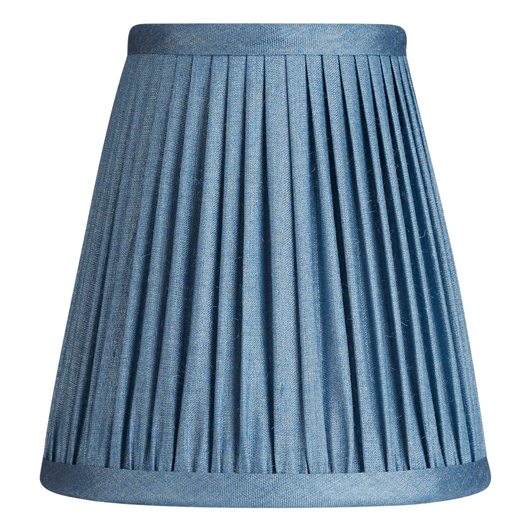 5 inch (13 cm) Pair of Ink blue Tussar silk clip on lampshades