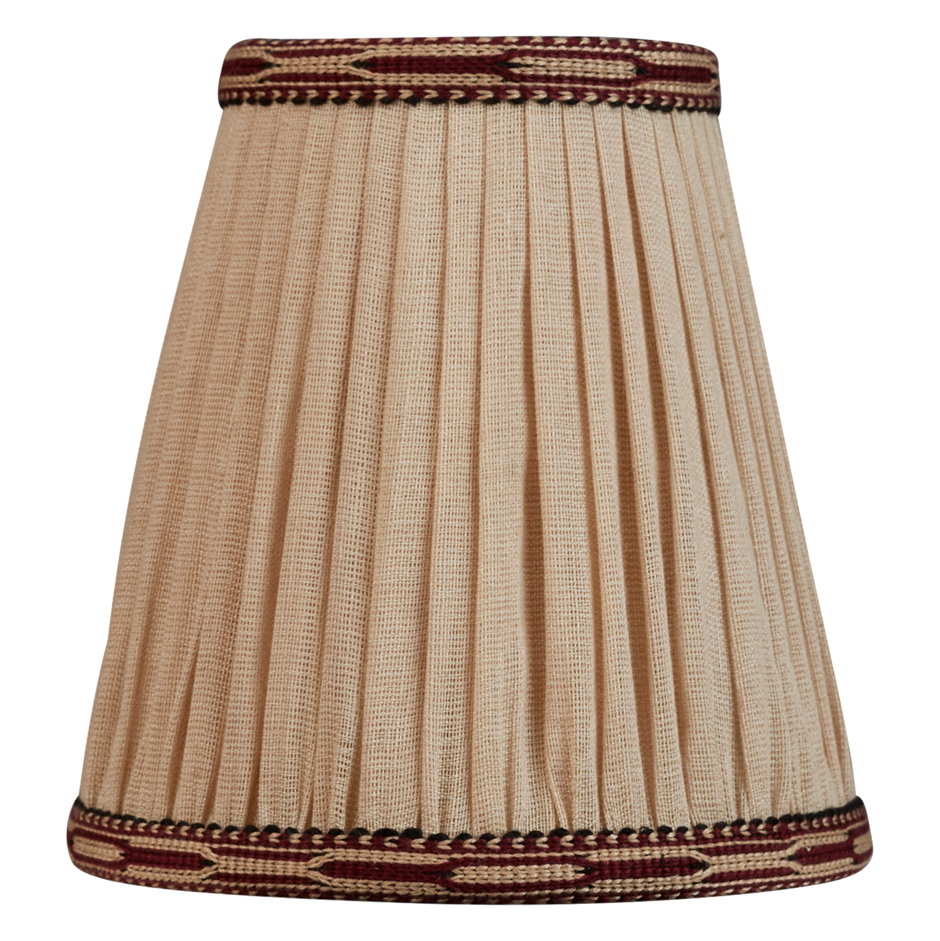5 inch (13 cm) Pair of plain linen clip on lampshades with embroidered trim