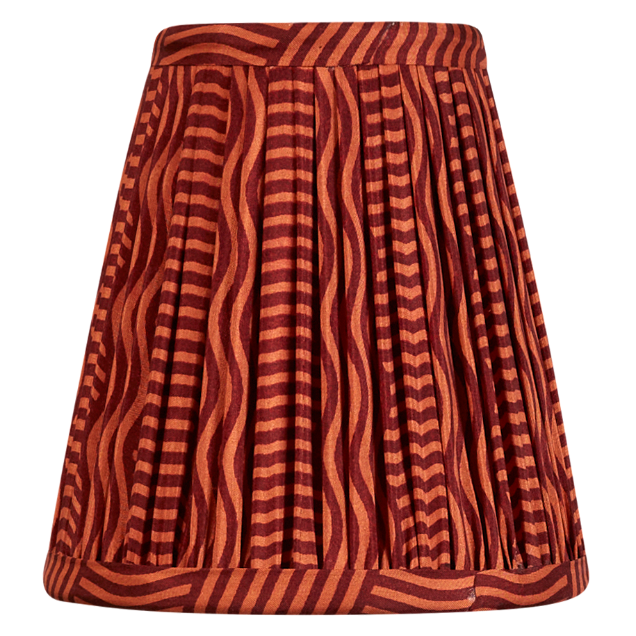 Pair of 5 inch Two tone burgundy wavy stripe design silk sari clip-on shades