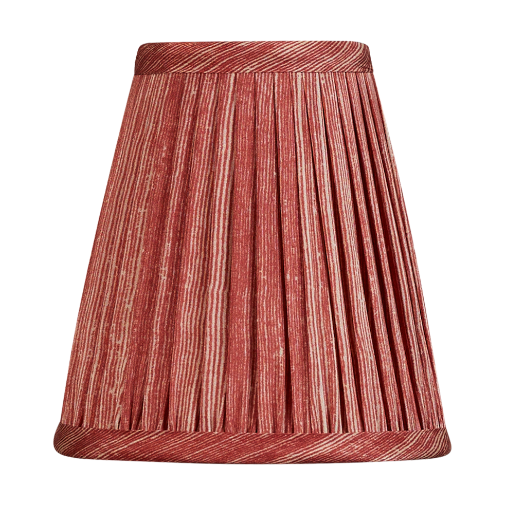 Pair of 5 inch Tall raspberry and pink ripple pinstripe silk sari style clip-on lampshades