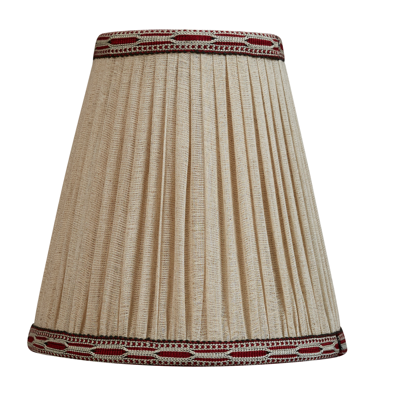 6 inch Tall Linen clip-on lampshade with cotton embroidered trim