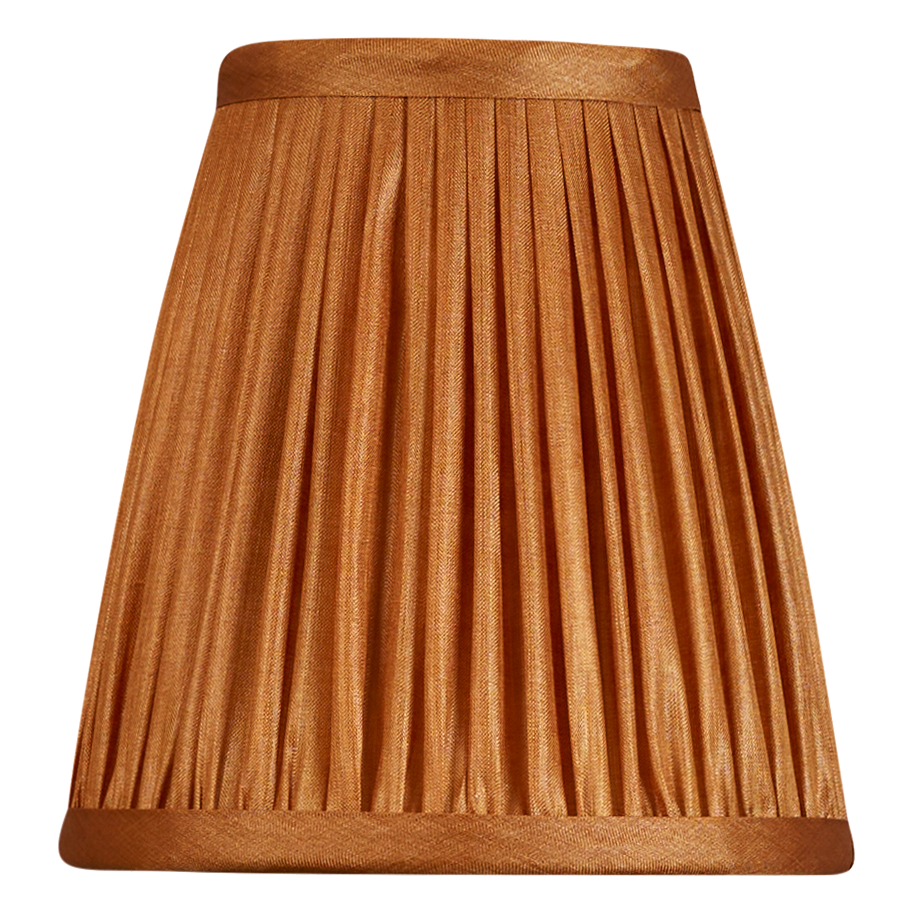 5 inch Tobacco gathered Tussar silk clip-on lampshade