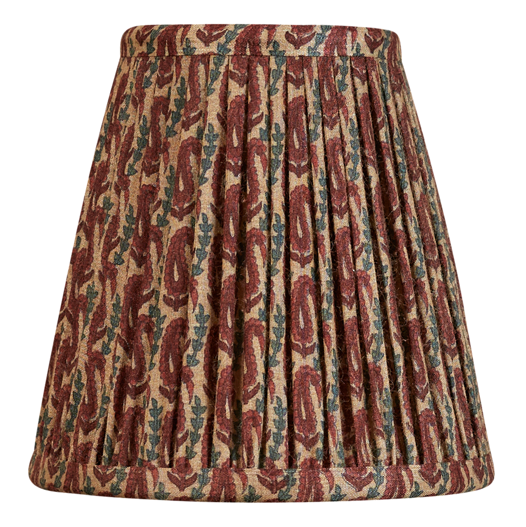 Pair of 6 inch Brown and green paisley design silk sari clip-on shades