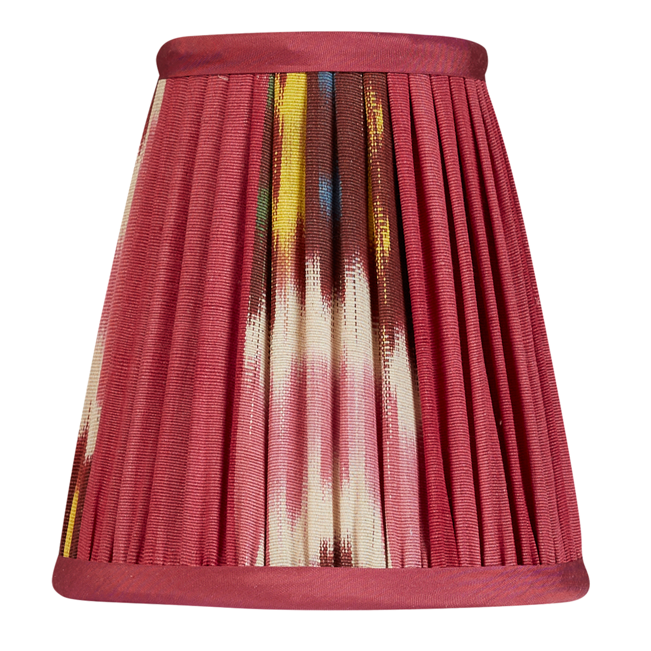 5 inch (12 cm) Pair of magenta silk and cotton Ikat clip on lampshades