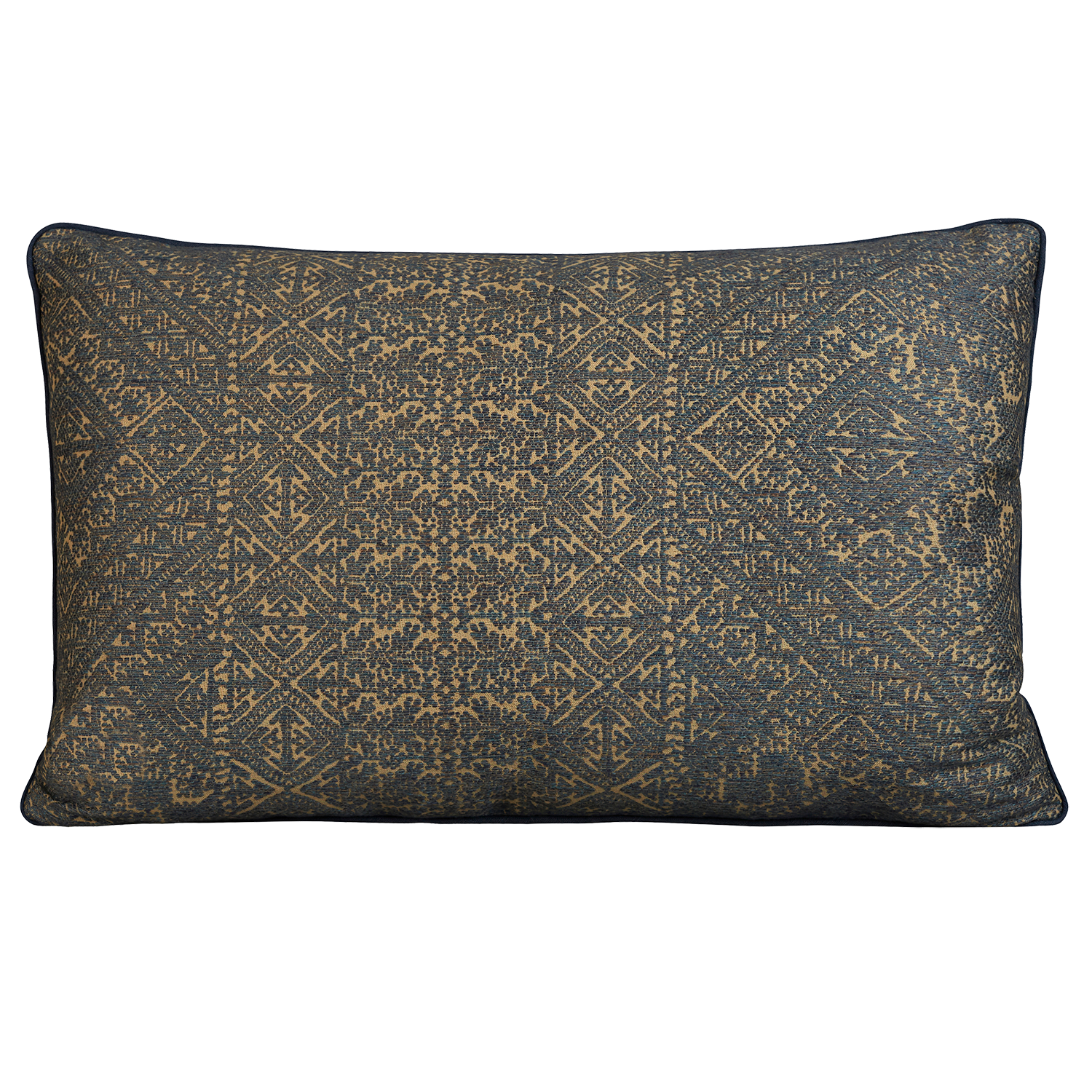 Indigo rectangular fez weave cushion - throw pillow