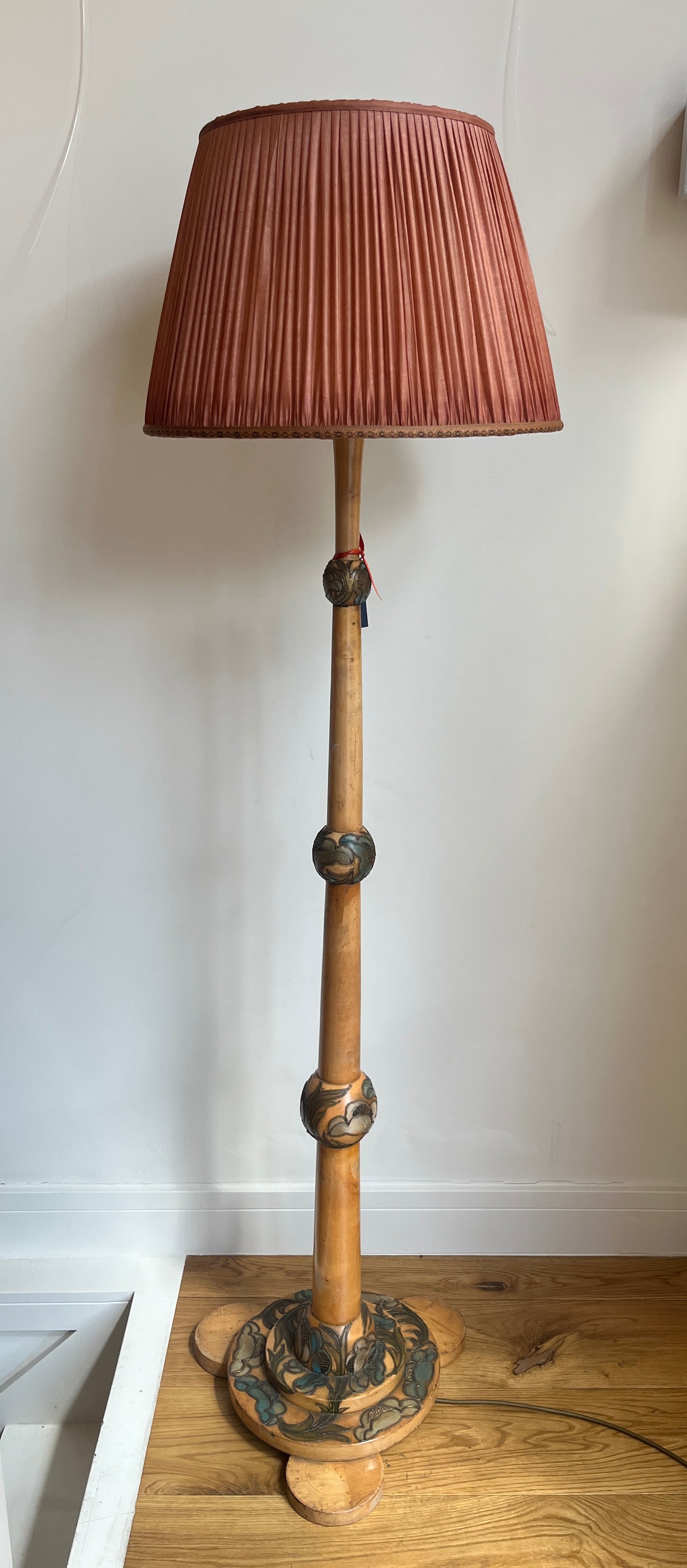 A 1930's Painted beech standard lamp