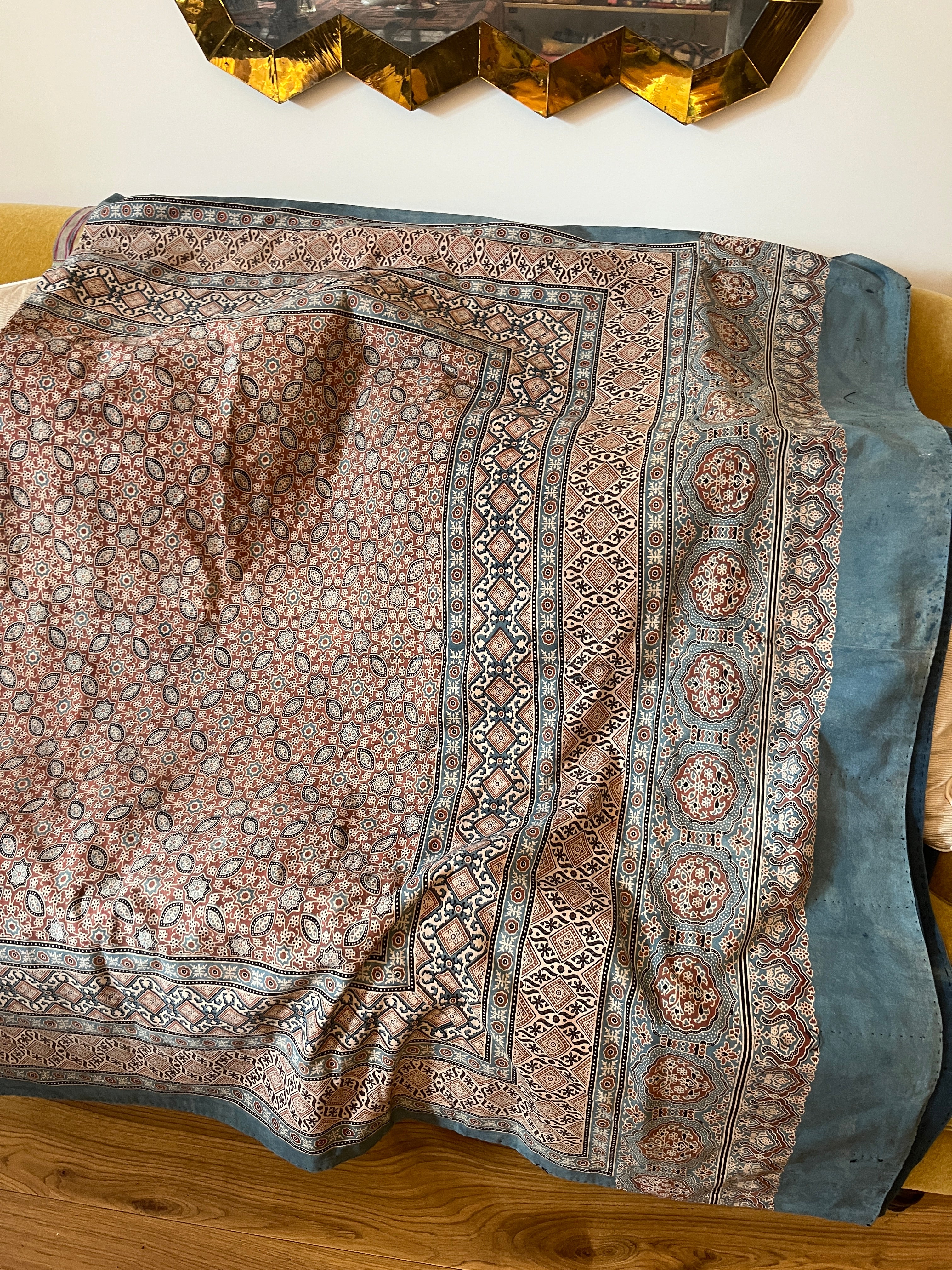 A Vintage Indian block printed bedspread