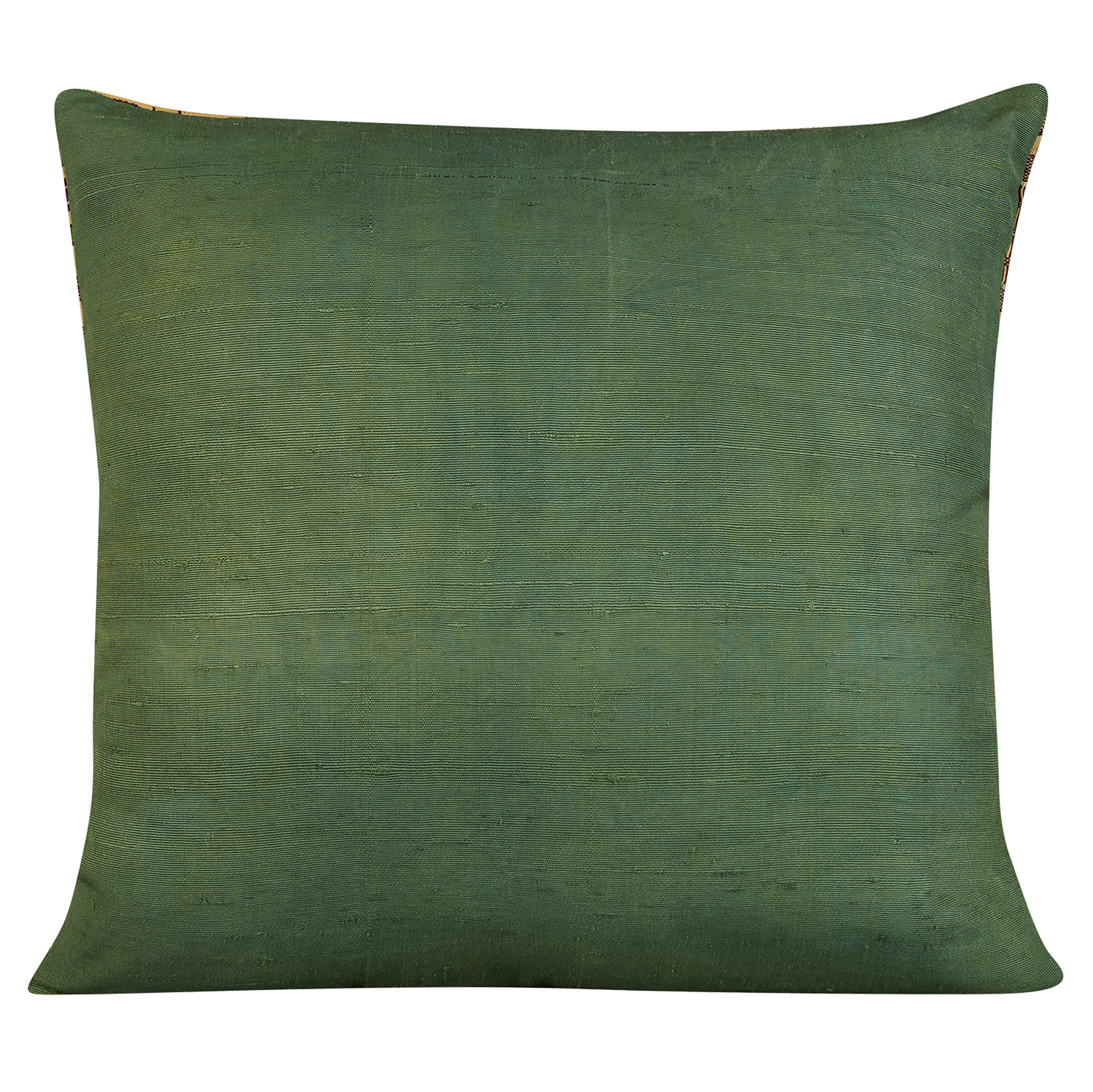 Square Kente cloth African cushion - Yellow and green