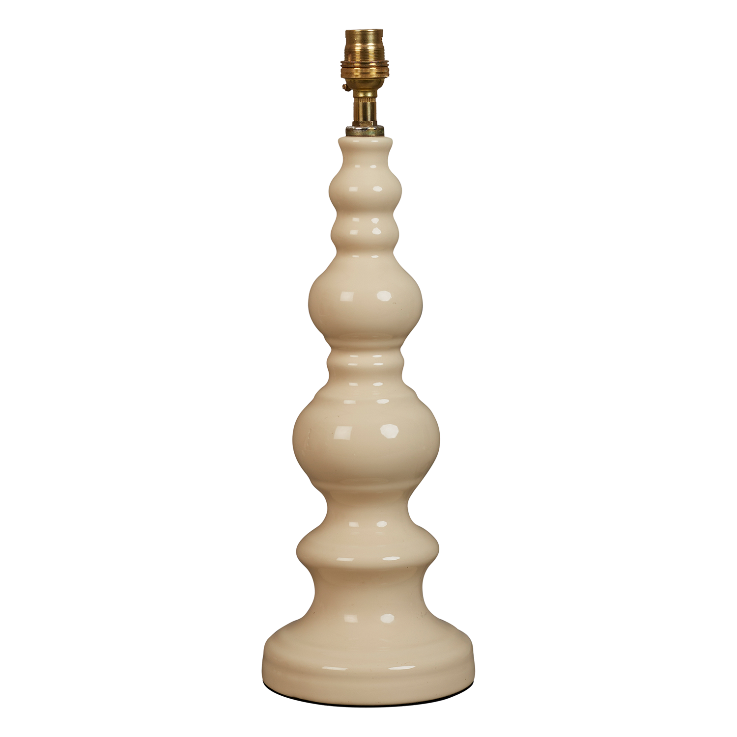 A mid 20th century glazed ceramic cream bobbin table lamp