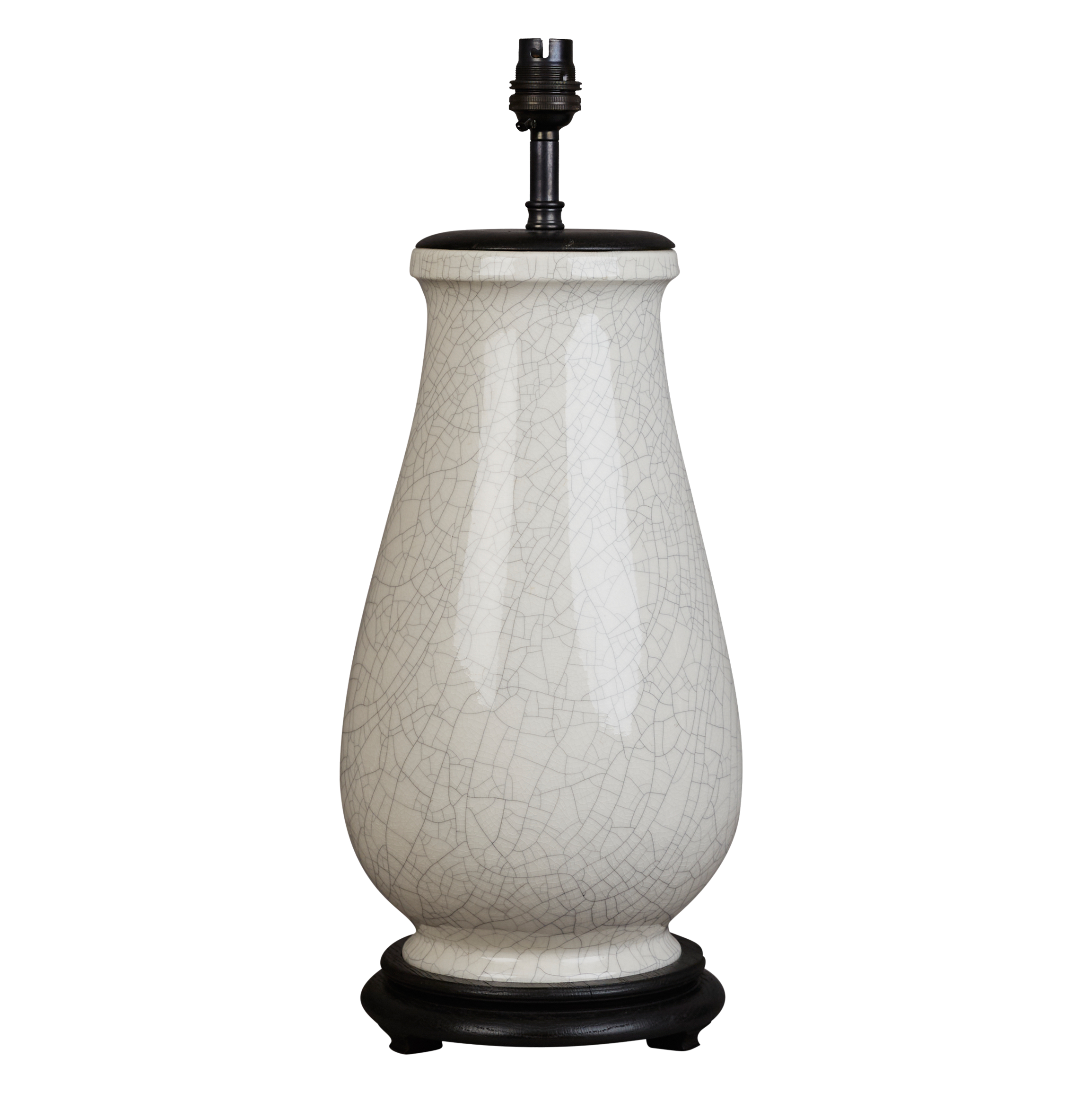 A 20th century cream crackle glaze table lamp, electrified