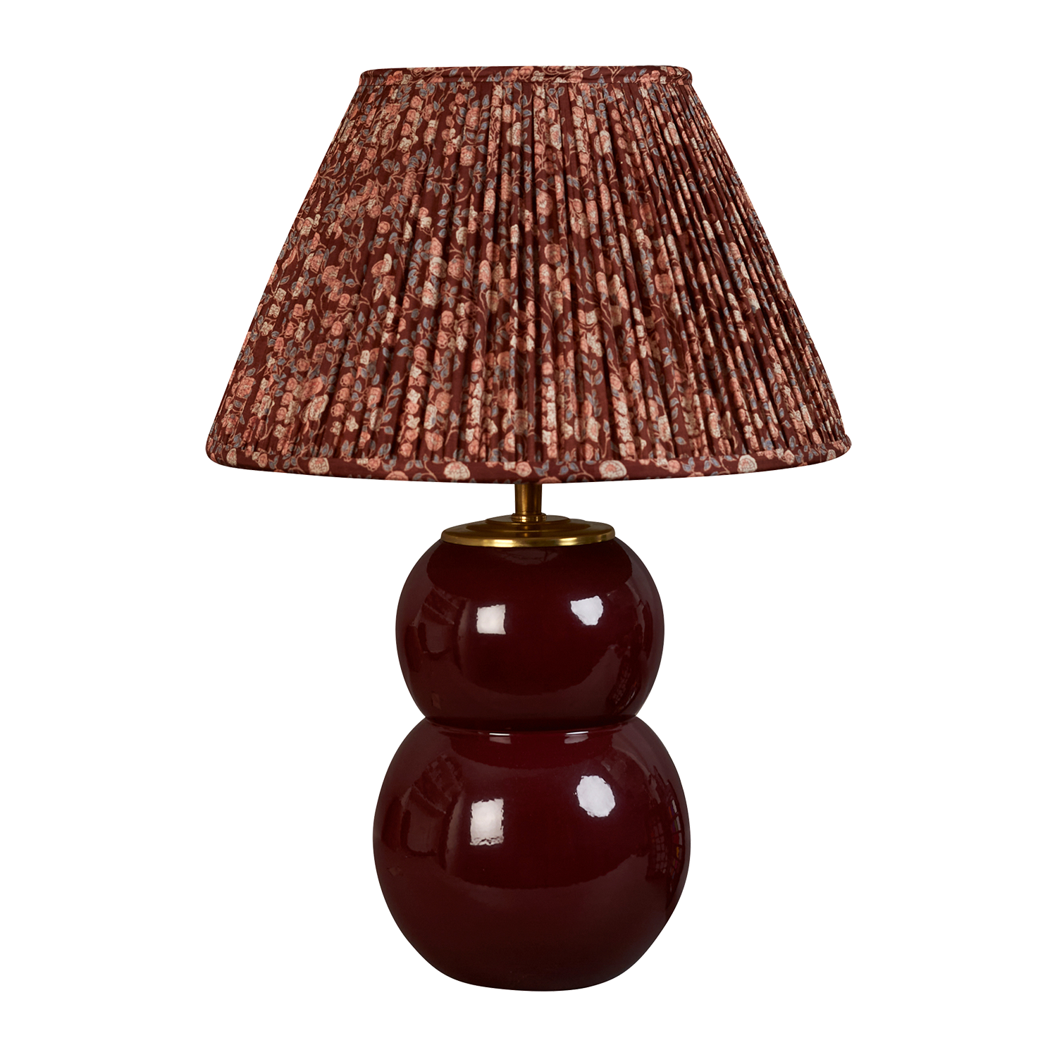 Gloss-finished metal double gourd table lamp, electrified