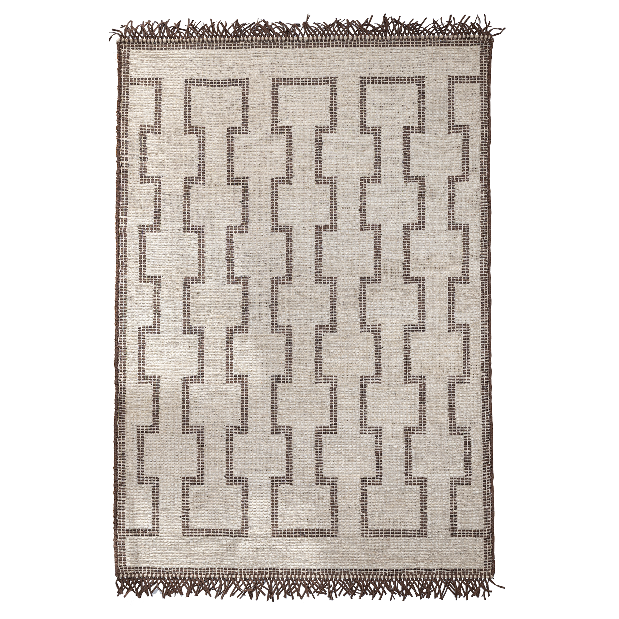 Mogador - A jute and leather Tuareg style rug - Extra small white