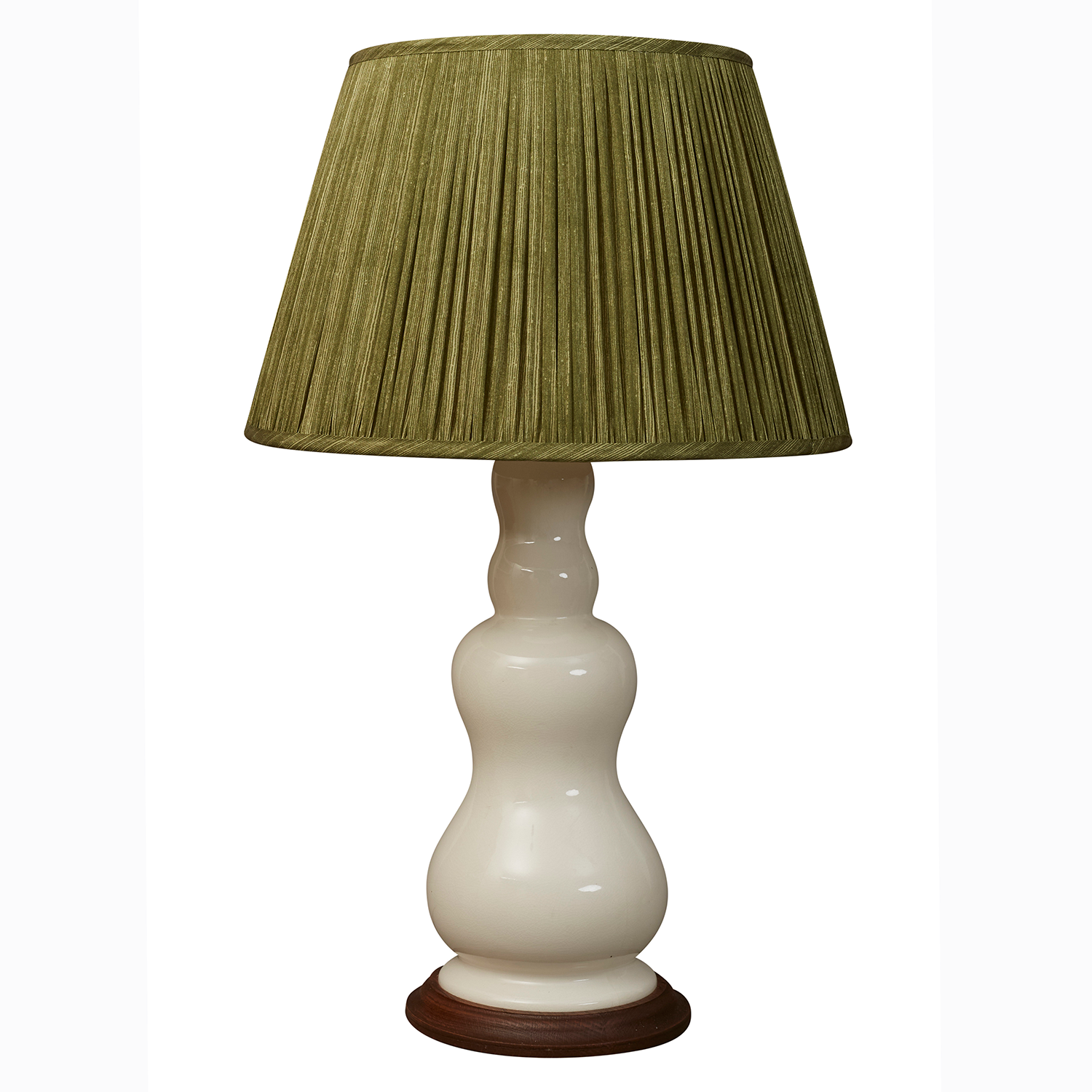 16 Inch Olive green ripple pinstripe sari style gathered silk lampshade