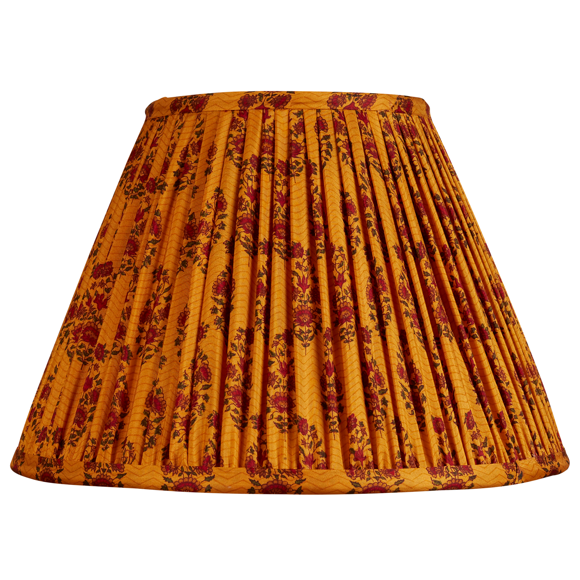 10 inch Saffron floral design French drum silk sari lampshade