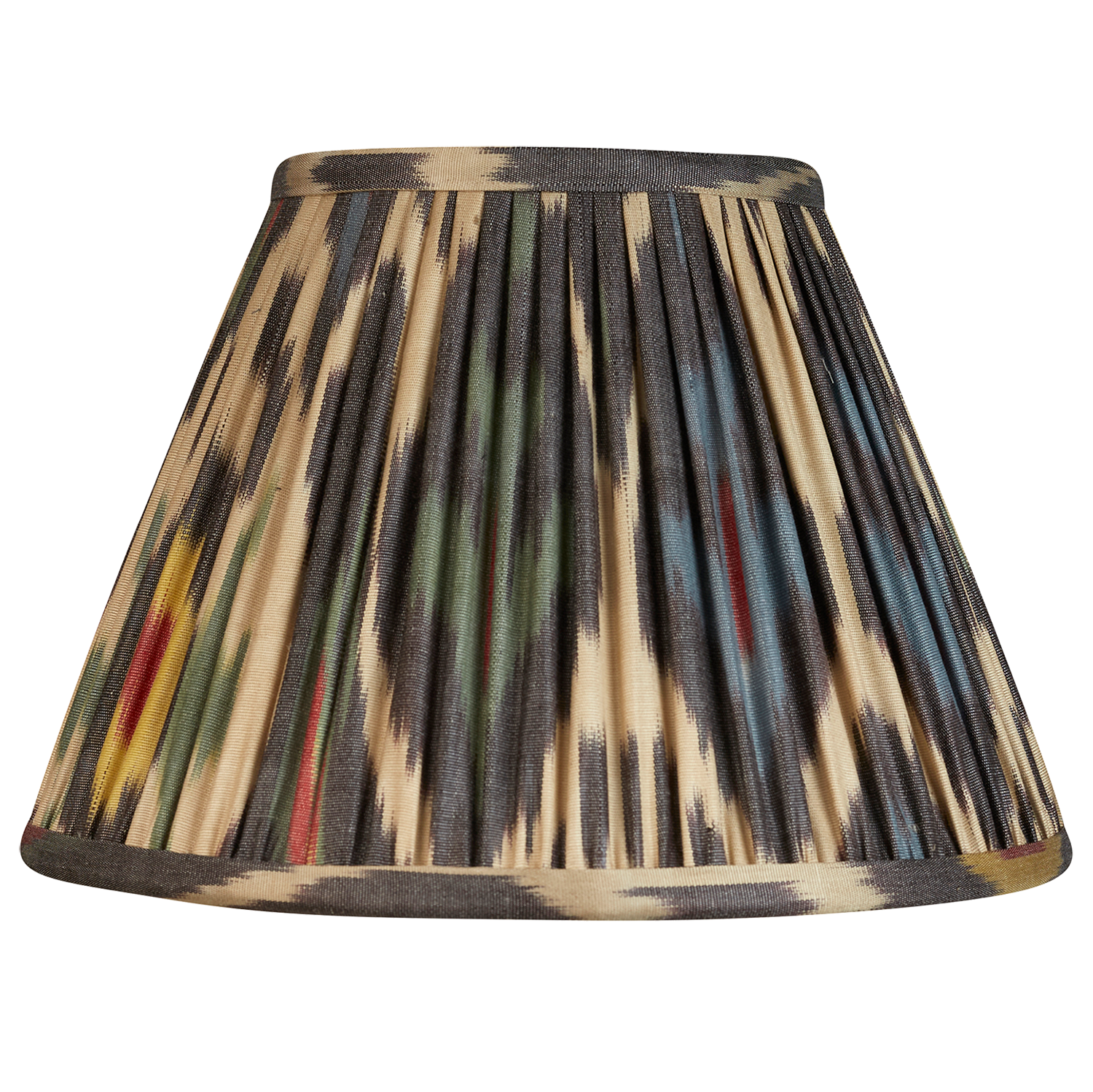 10 inch Navy blue/red on cream ground French drum cotton and silk ikat lampshade