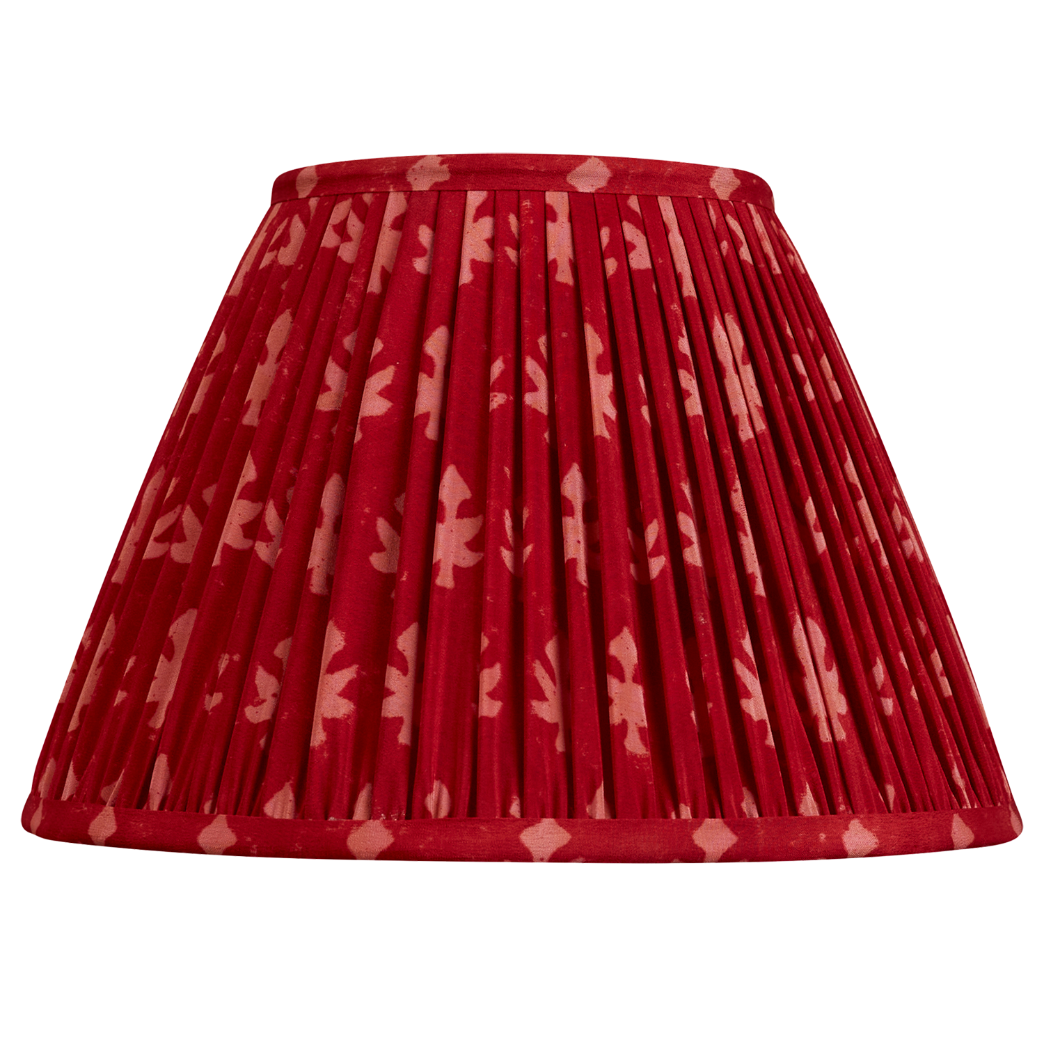 10 inch (26cms) Red and pink geometric design French drum silk sari lampshade