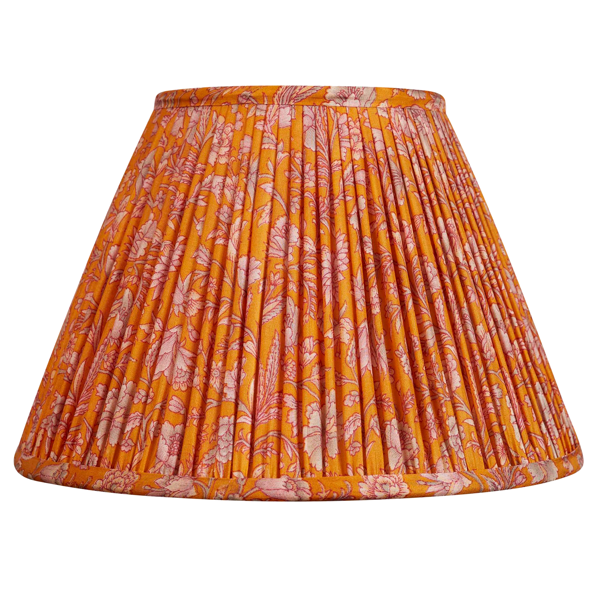 10 inch French drum Orange and lilac floral design silk sari lampshade