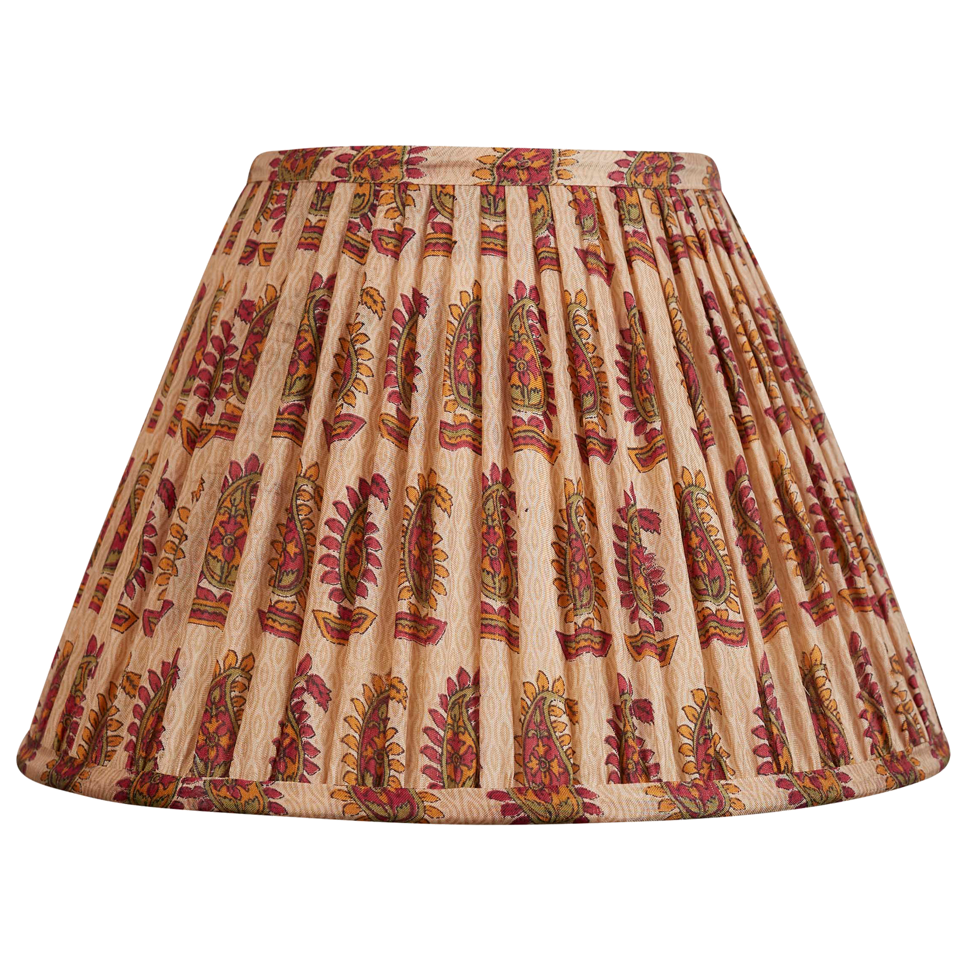 10 inch French drum paisley floral design silk sari lampshade on mocha background