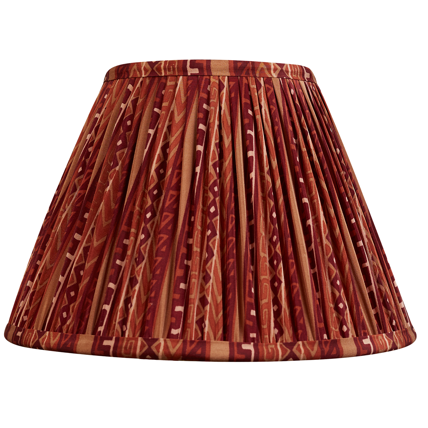 10 inch Burgundy and rust geometric design French drum silk sari lampshade