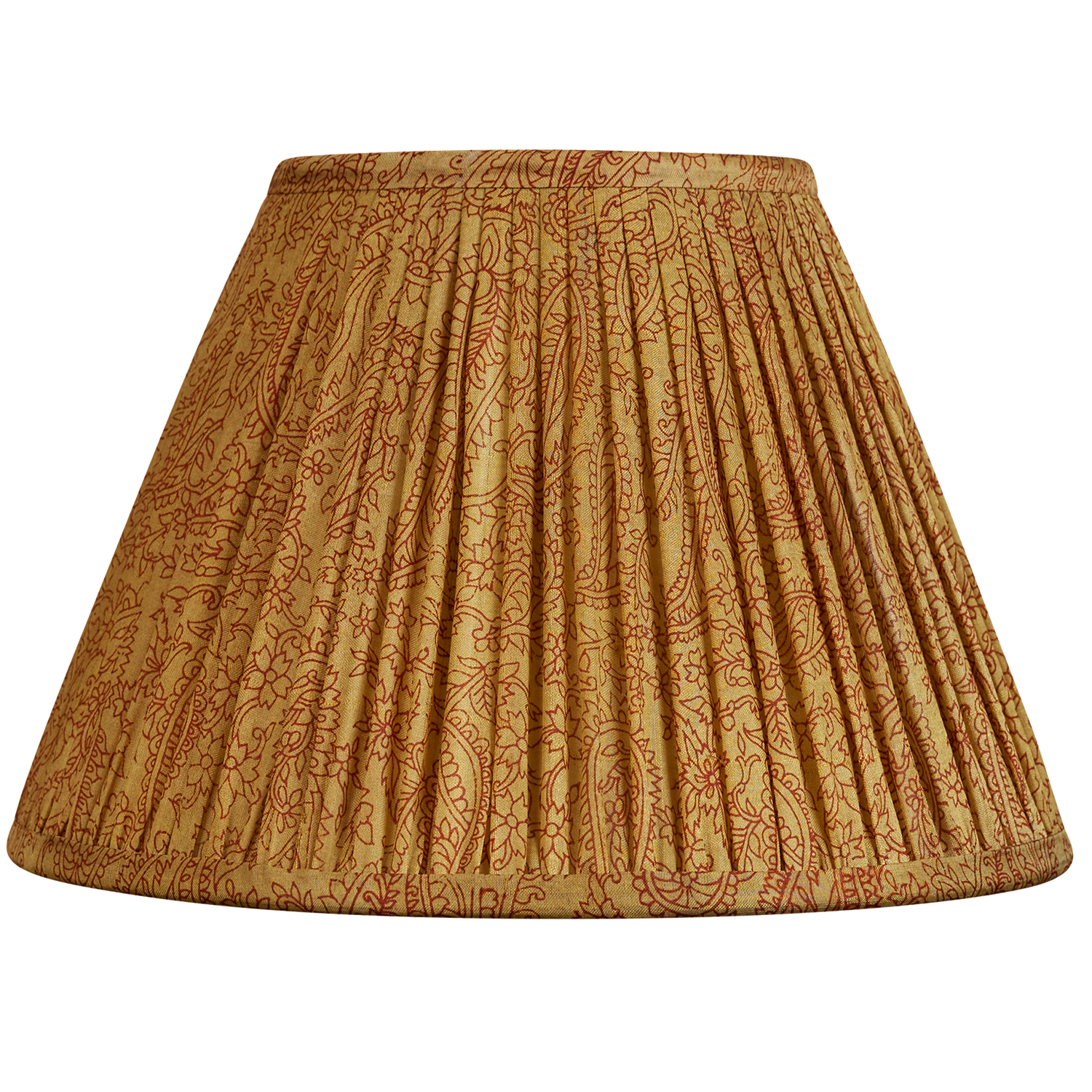 10 inch Burgundy floral design on caramel ground French drum silk sari lampshade