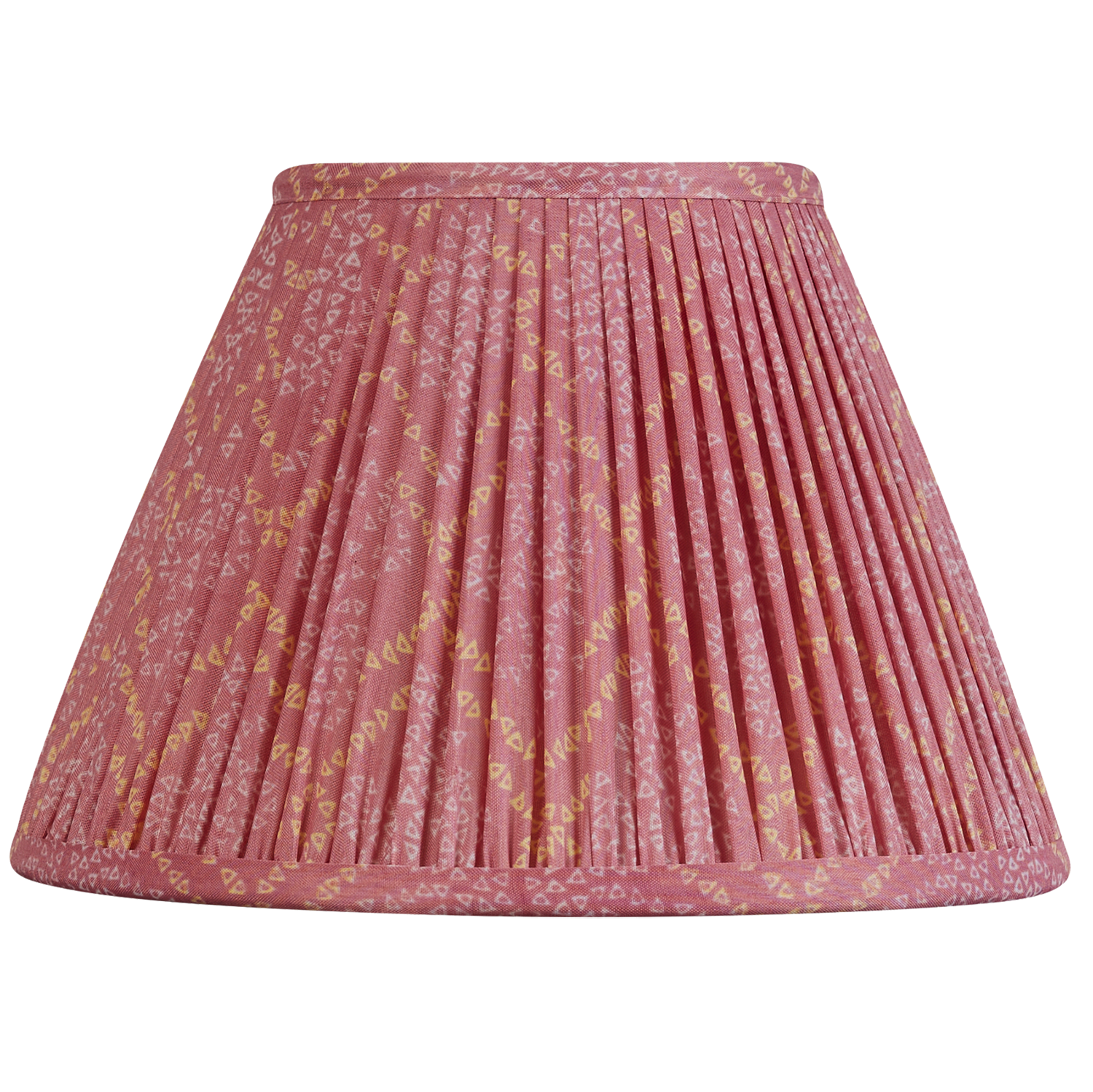 10 inch French drum candy pink geometric design silk sari lampshade