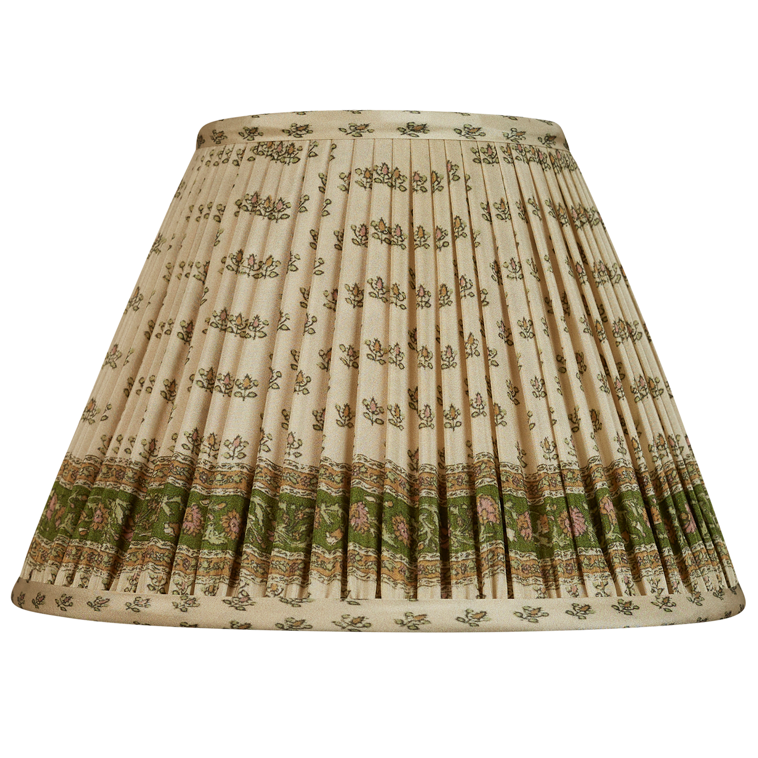 10 inch Petites fleurs French drum sari style gathered silk lampshade with border