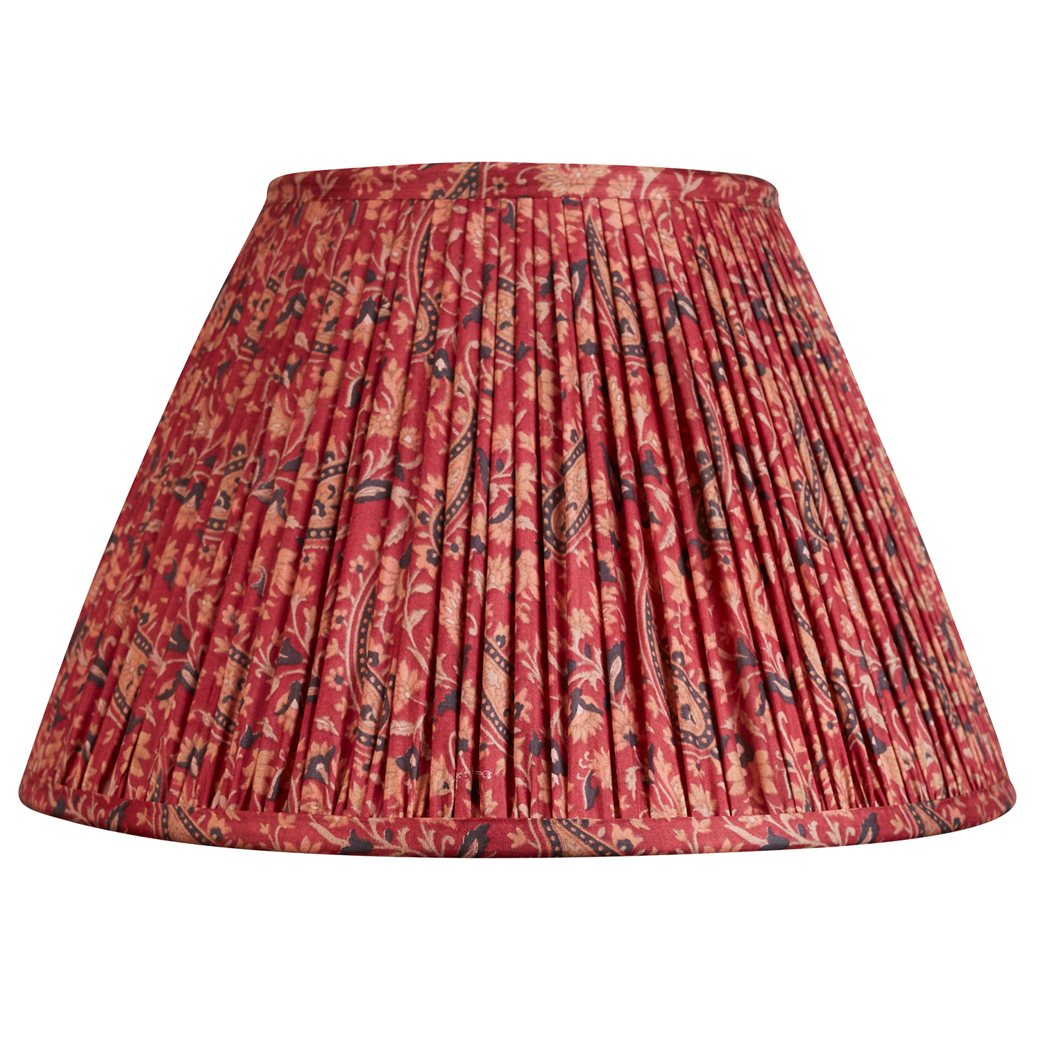 12 inch (30 cm) Magenta pink/black floral design French drum silk sari lampshade