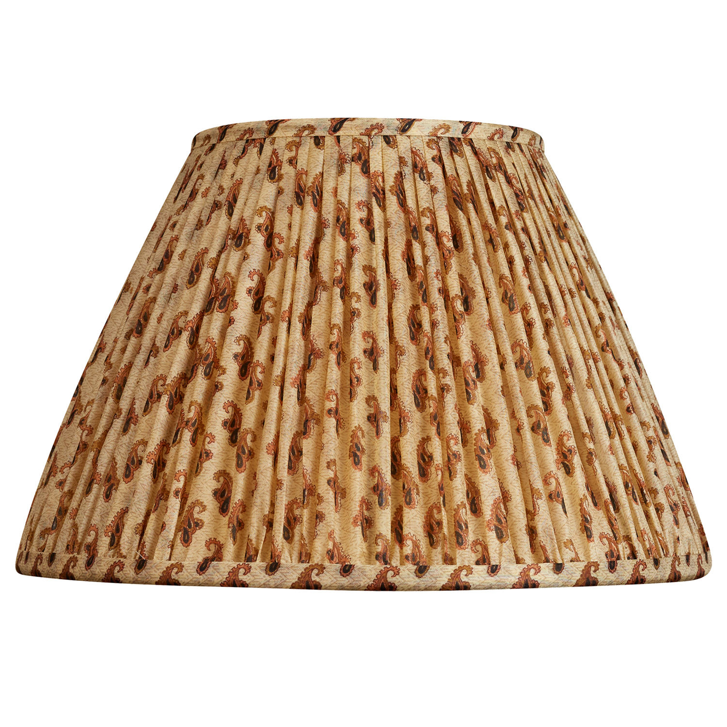 12 inch Black and tan paisley French drum floral design silk sari lampshade on cream ground