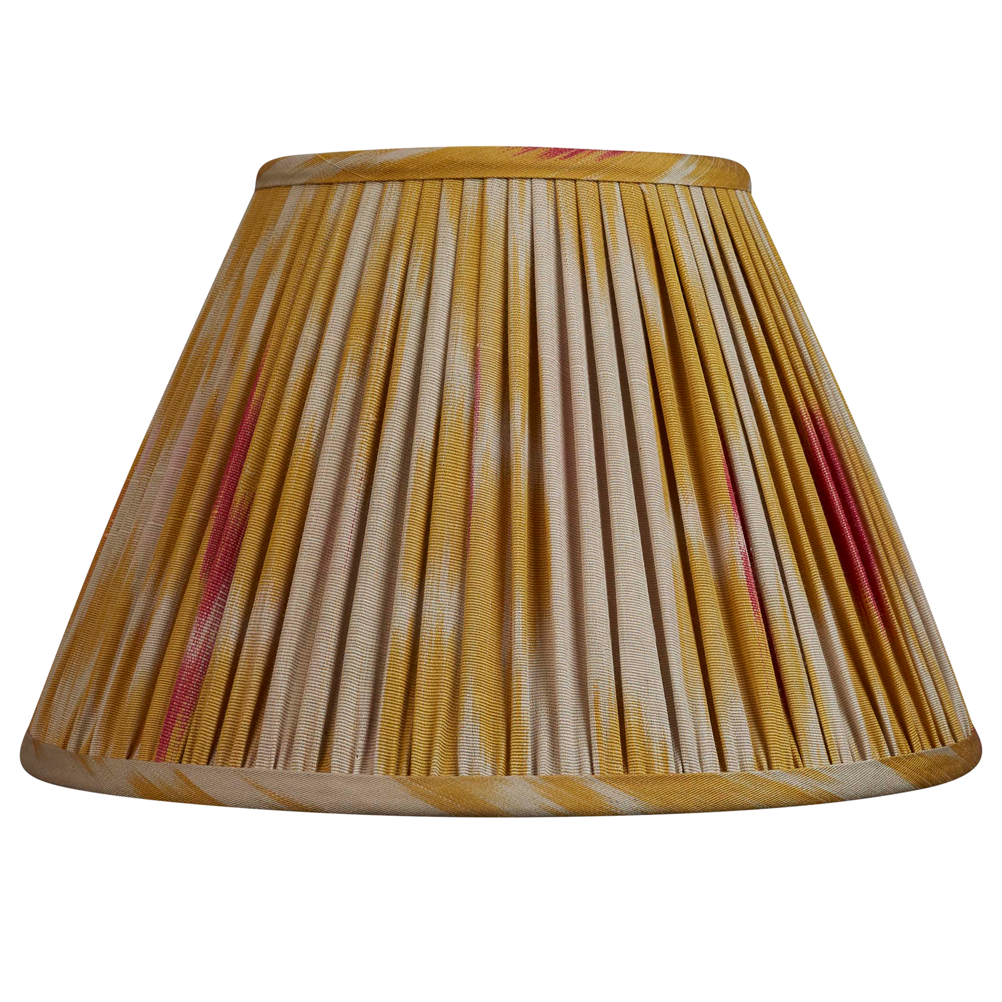 12 inch Cream and yellow French drum silk and cotton ikat lampshade