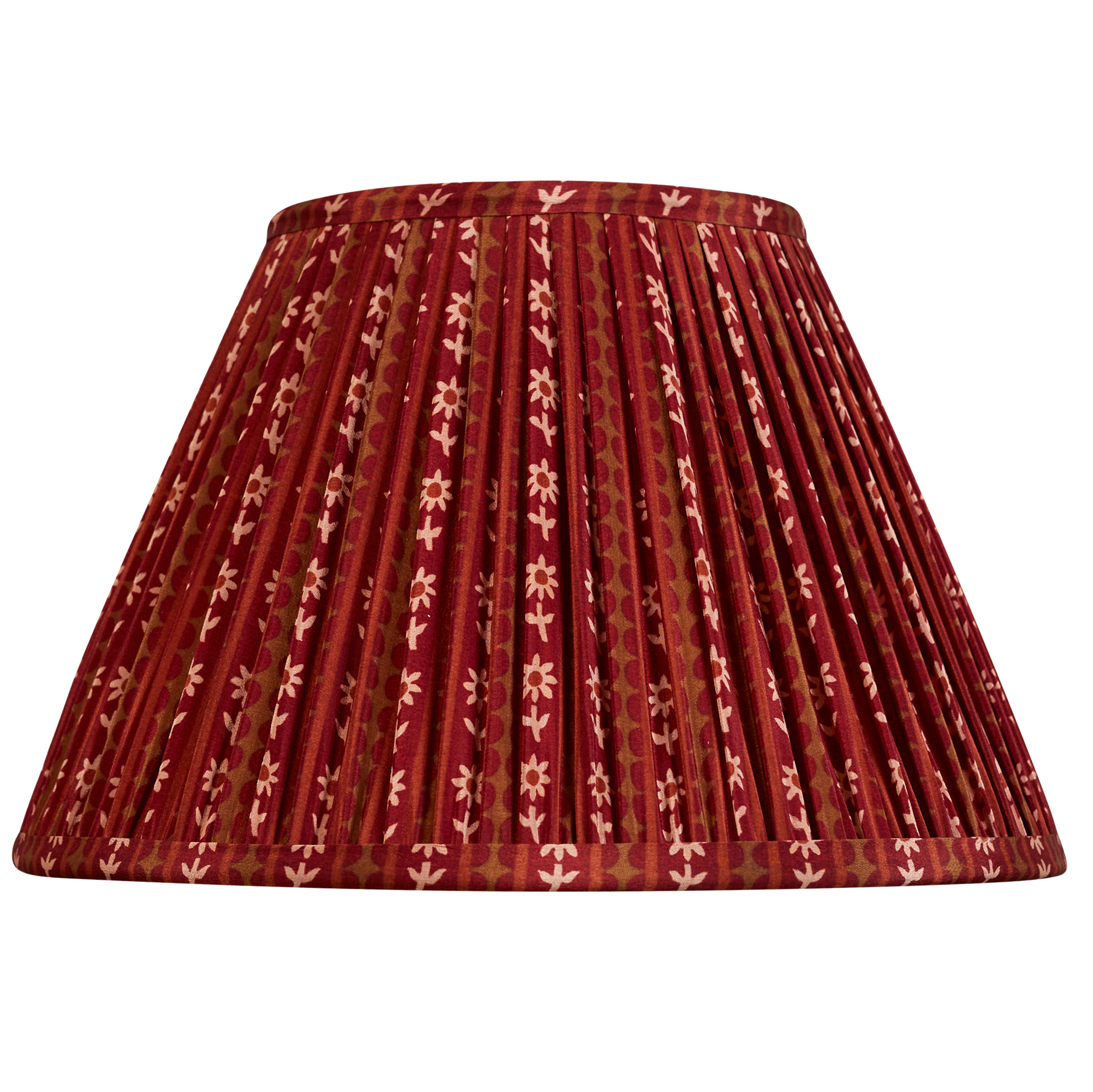 12 inch Burgundy stripe floral design French drum silk sari lampshade