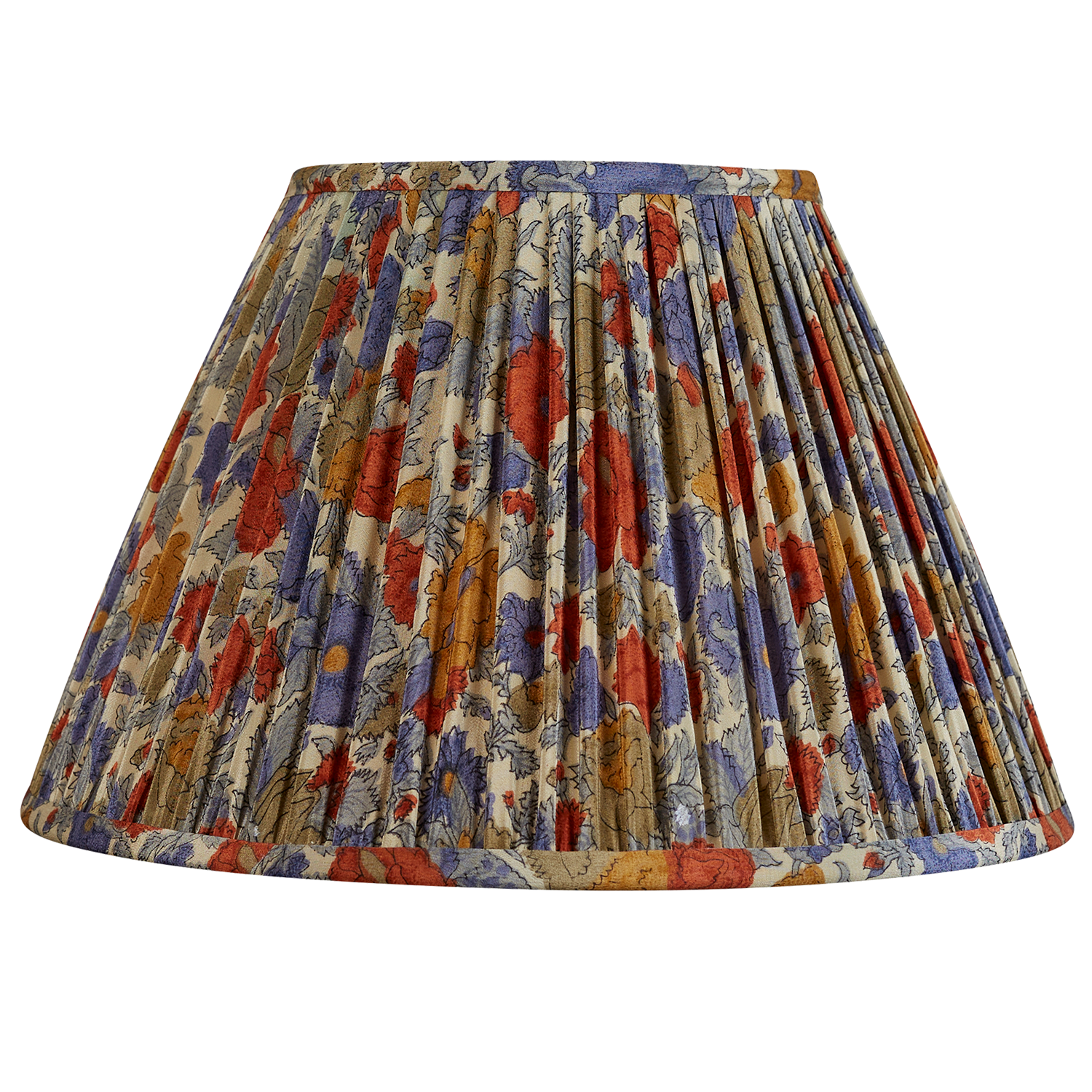 12 inch French drum blue and red floral design silk sari lampshade