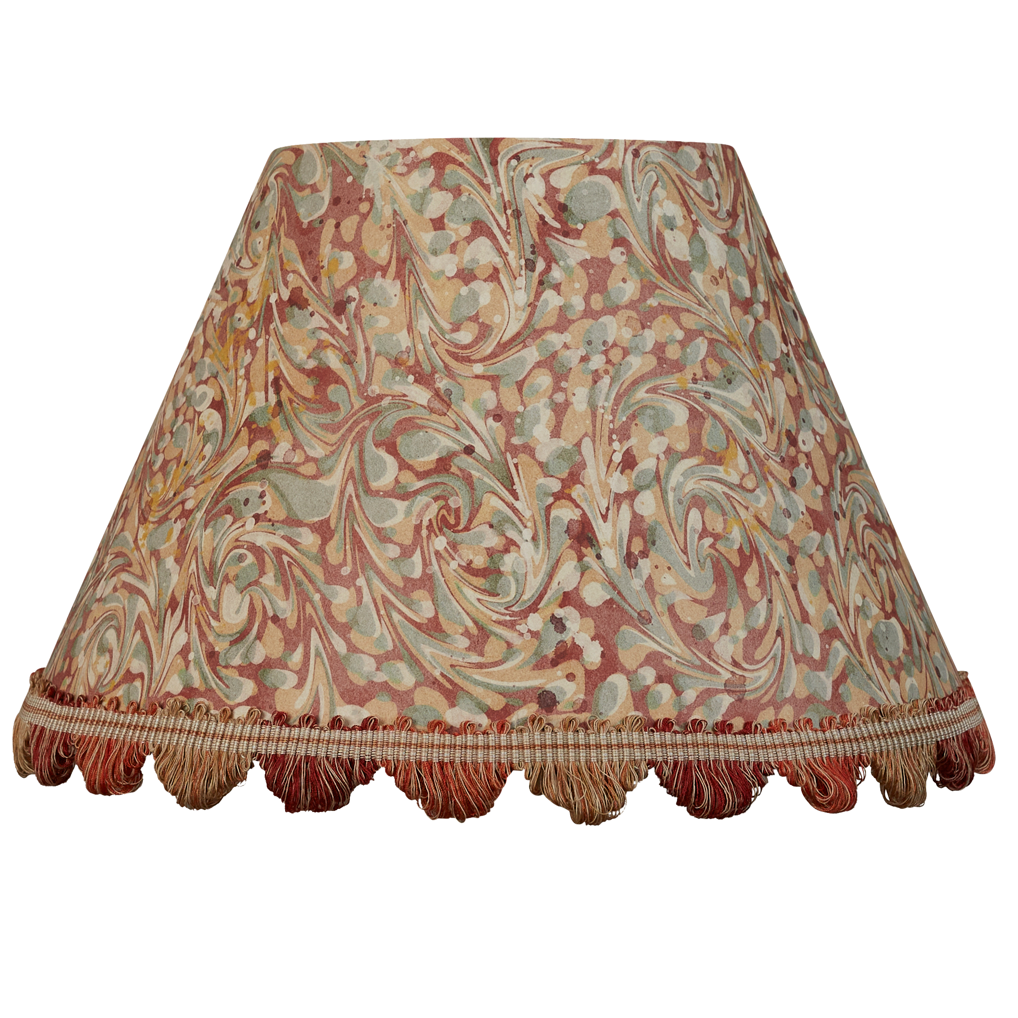12 inch Terracotta marbled card shade with fan edge trim