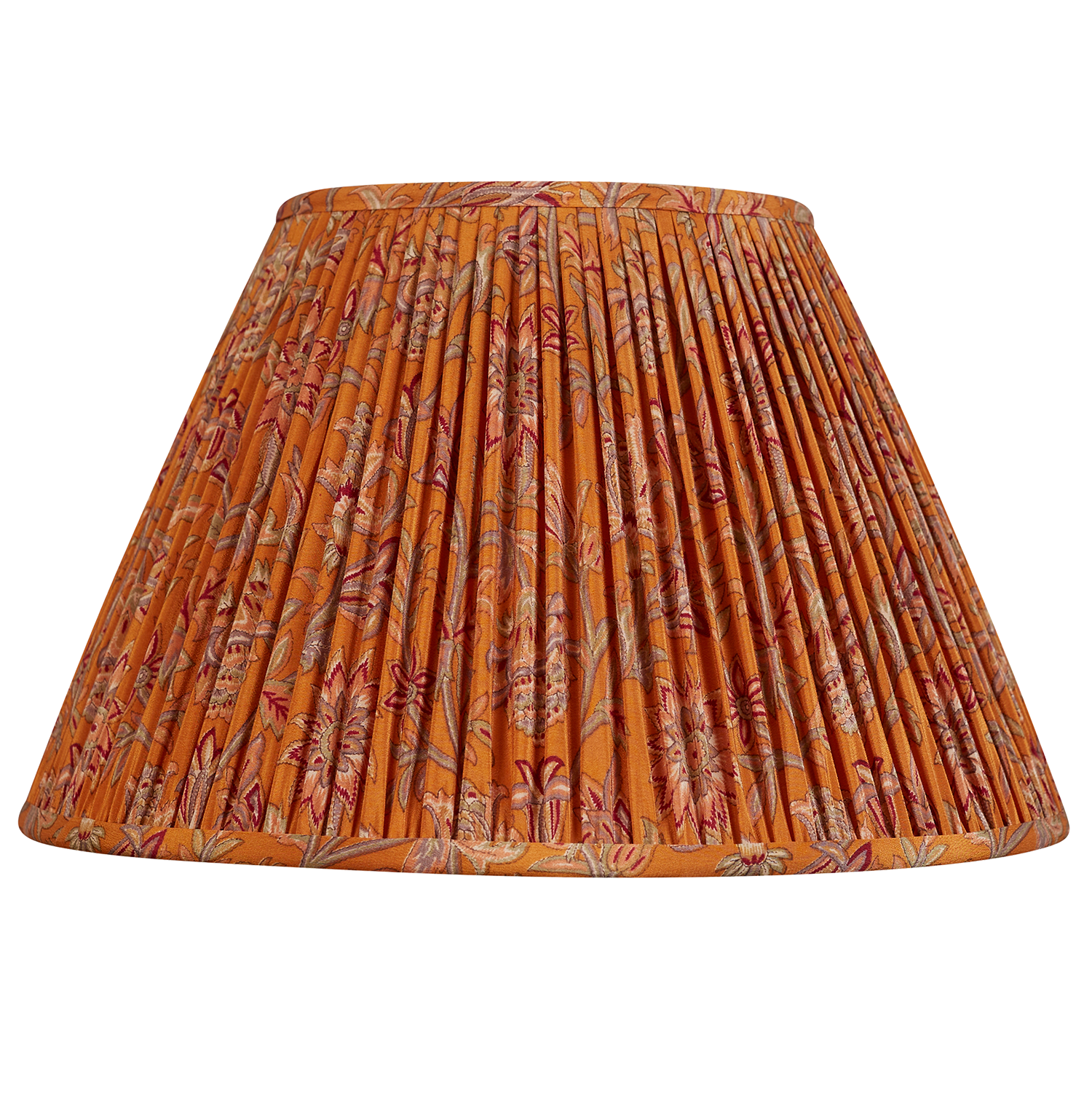 14 inch Burnt sienna floral design silk sari lampshade