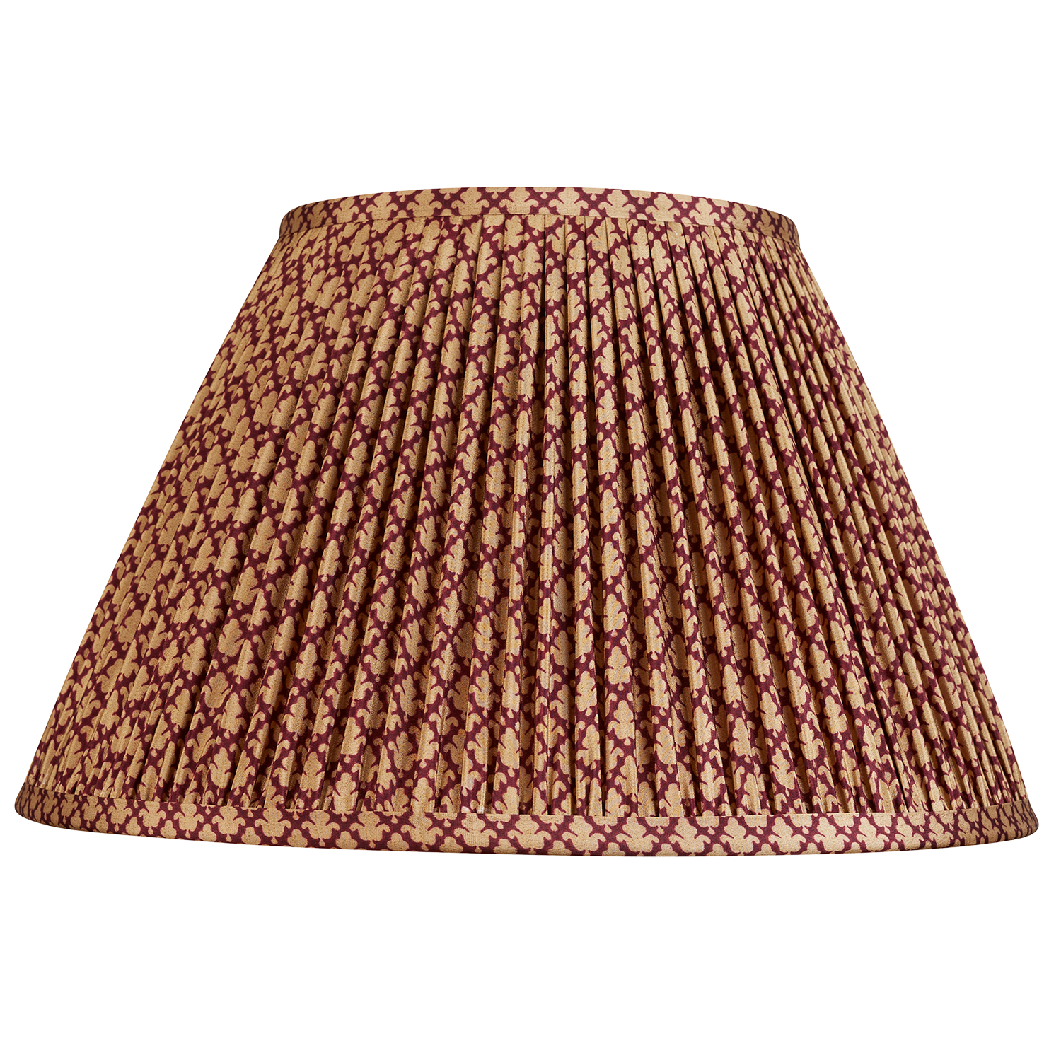 14 inch Burgundy silk sari lampshade with fleur de lys design