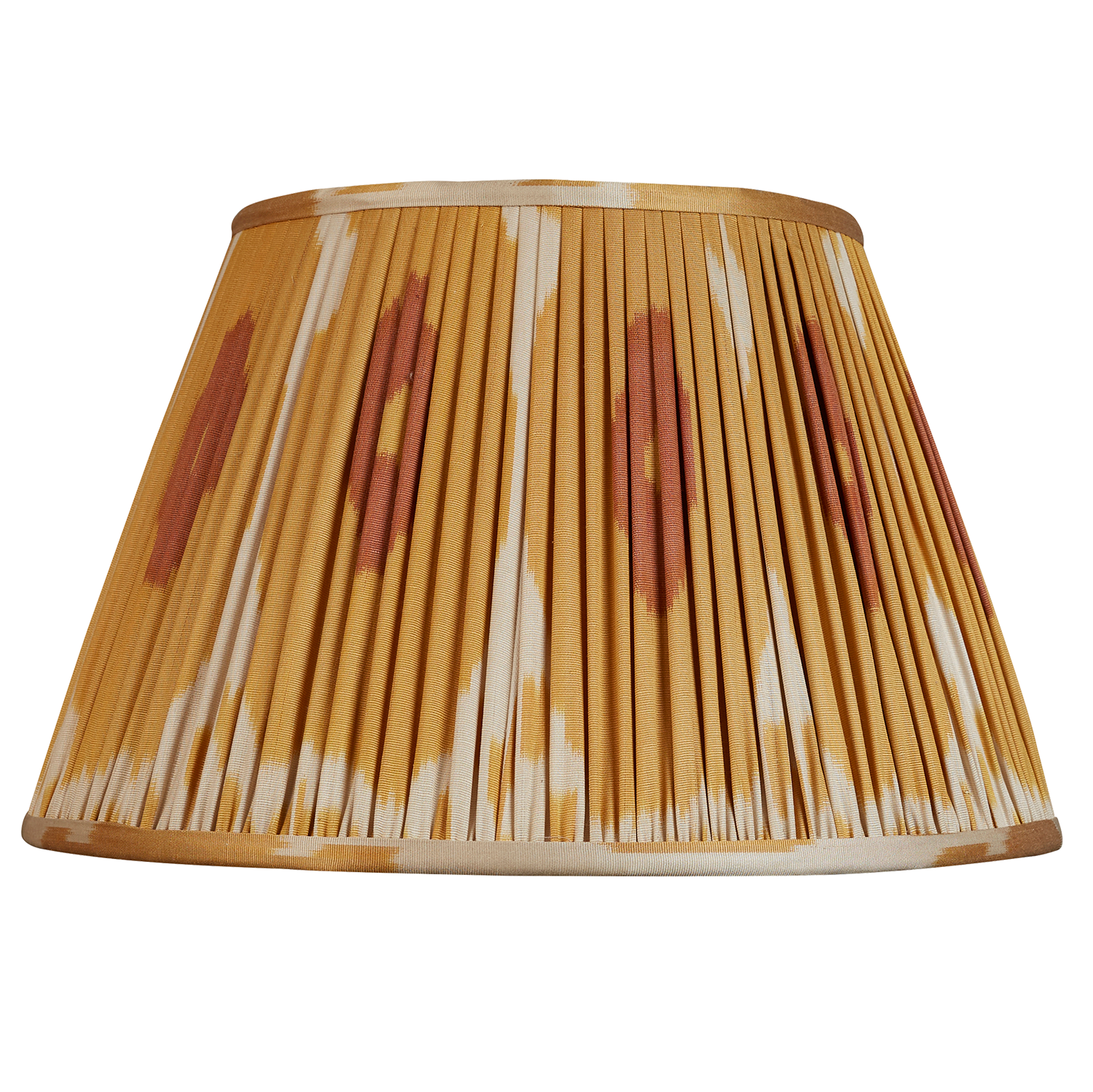 14 inch (36cm) Toffee and caramel silk and cotton ikat lampshade