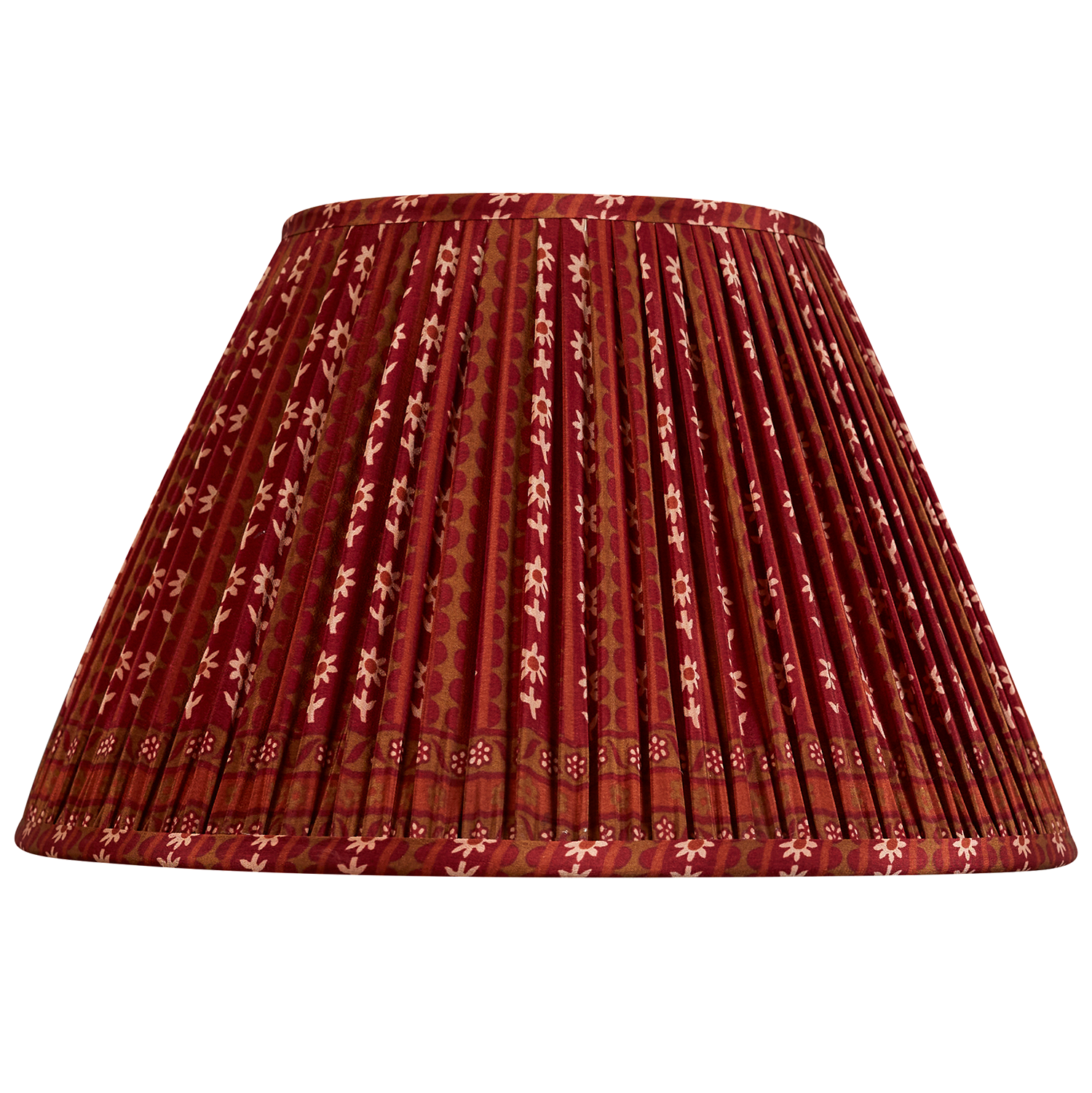 14 inch Burgundy stripe floral design French drum silk sari lampshade