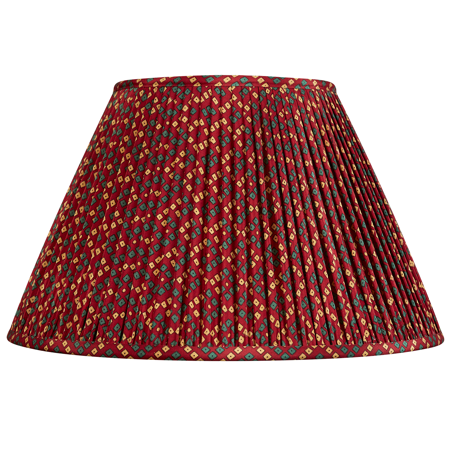 14 inch Burgundy geometric design silk sari lampshade