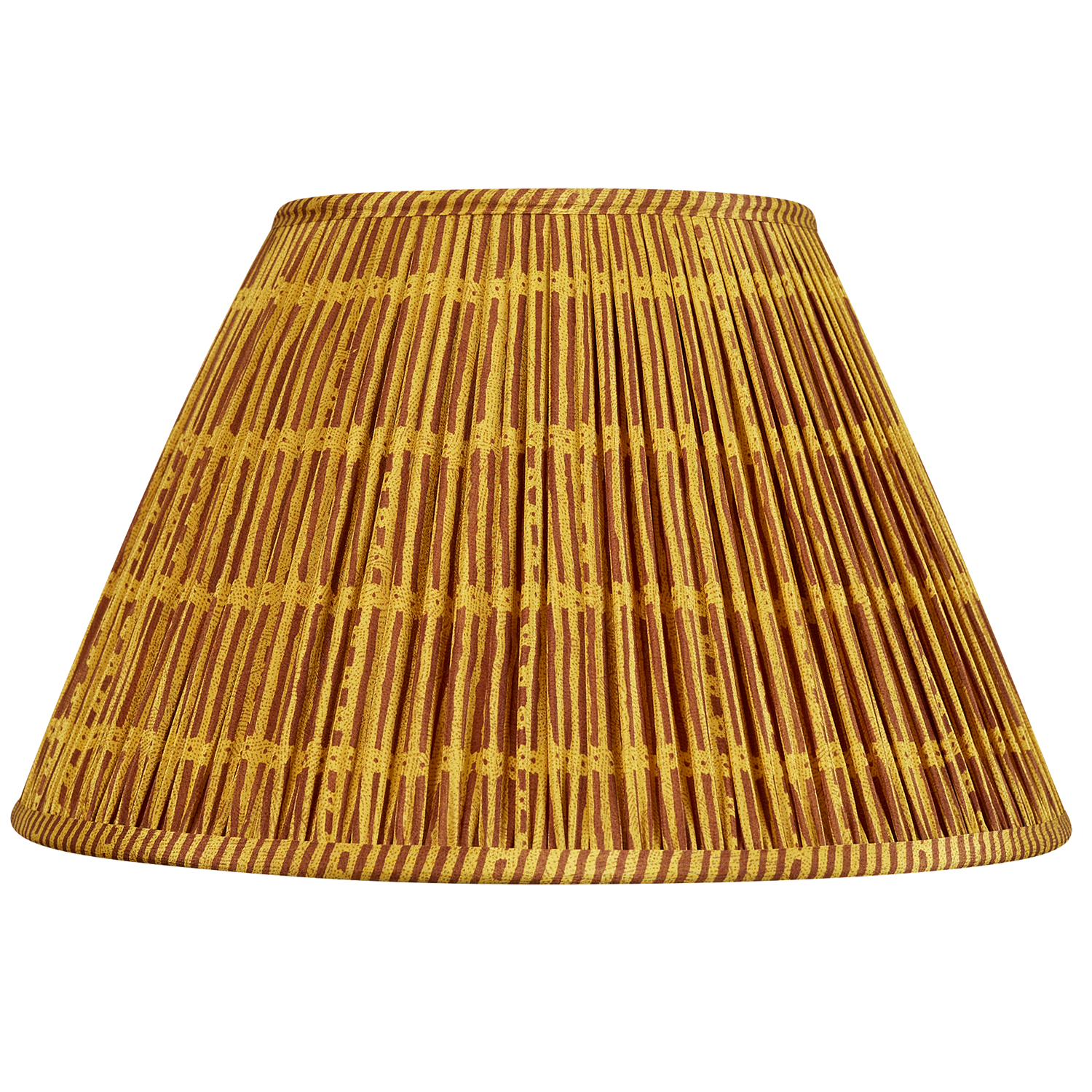 14 inch Mustard and brown geometric design silk sari lampshade