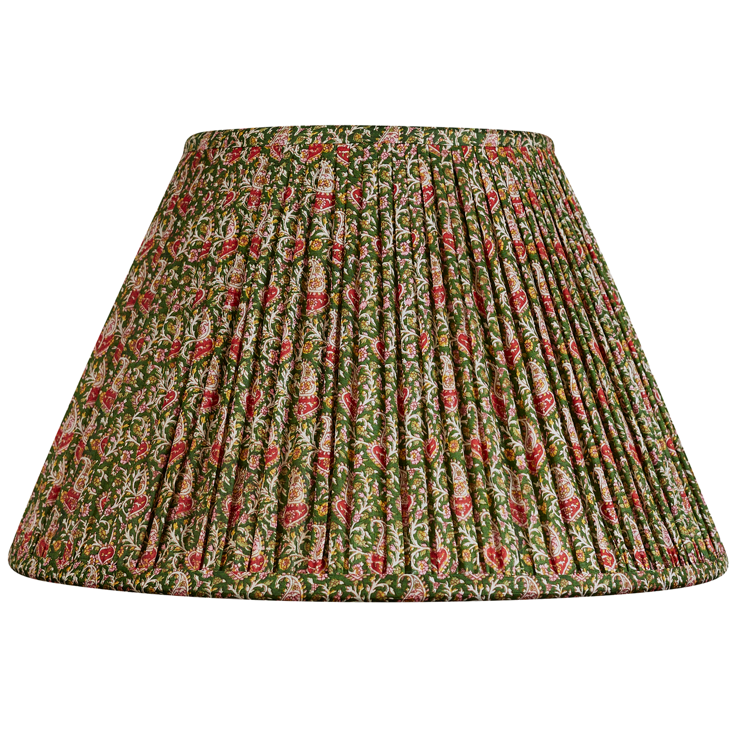 14 inch Green and magenta paisley design silk sari lampshade