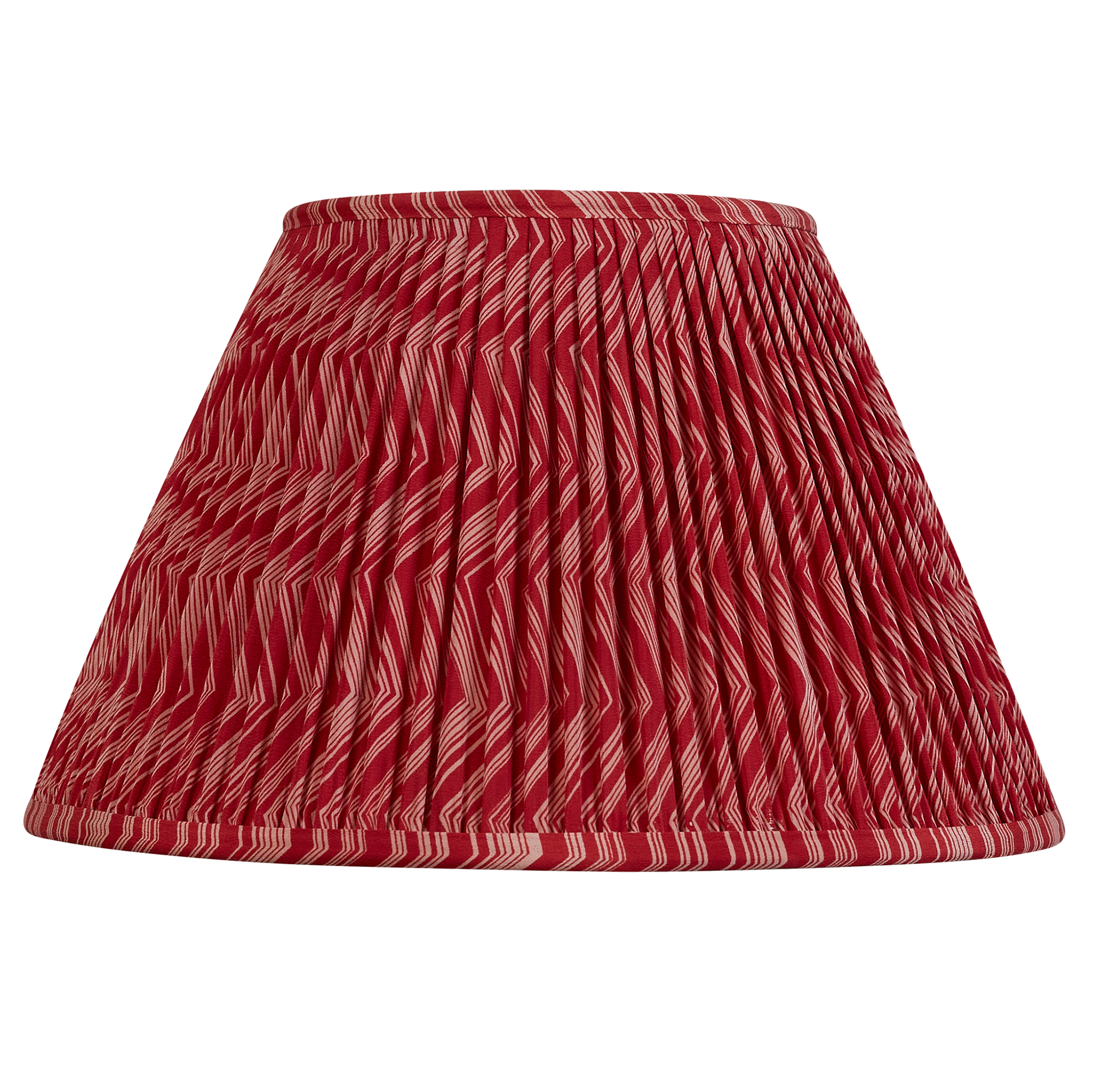 14 inch French drum red and pink chevron design silk sari lampshade