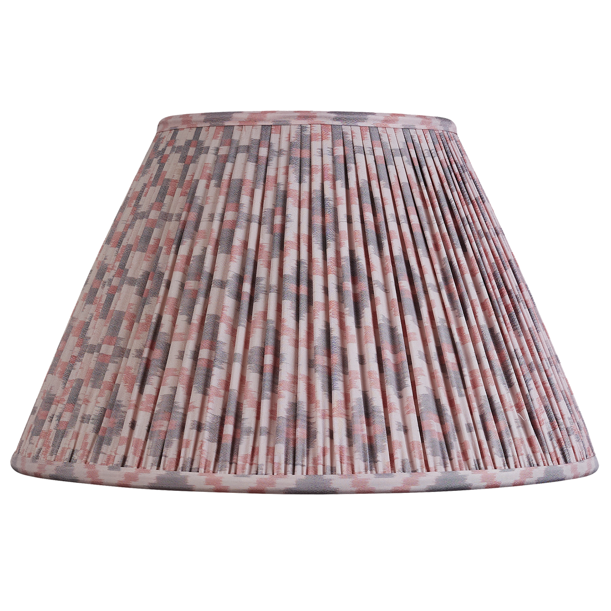 14 inch Pink and grey Ikat design silk sari lampshade