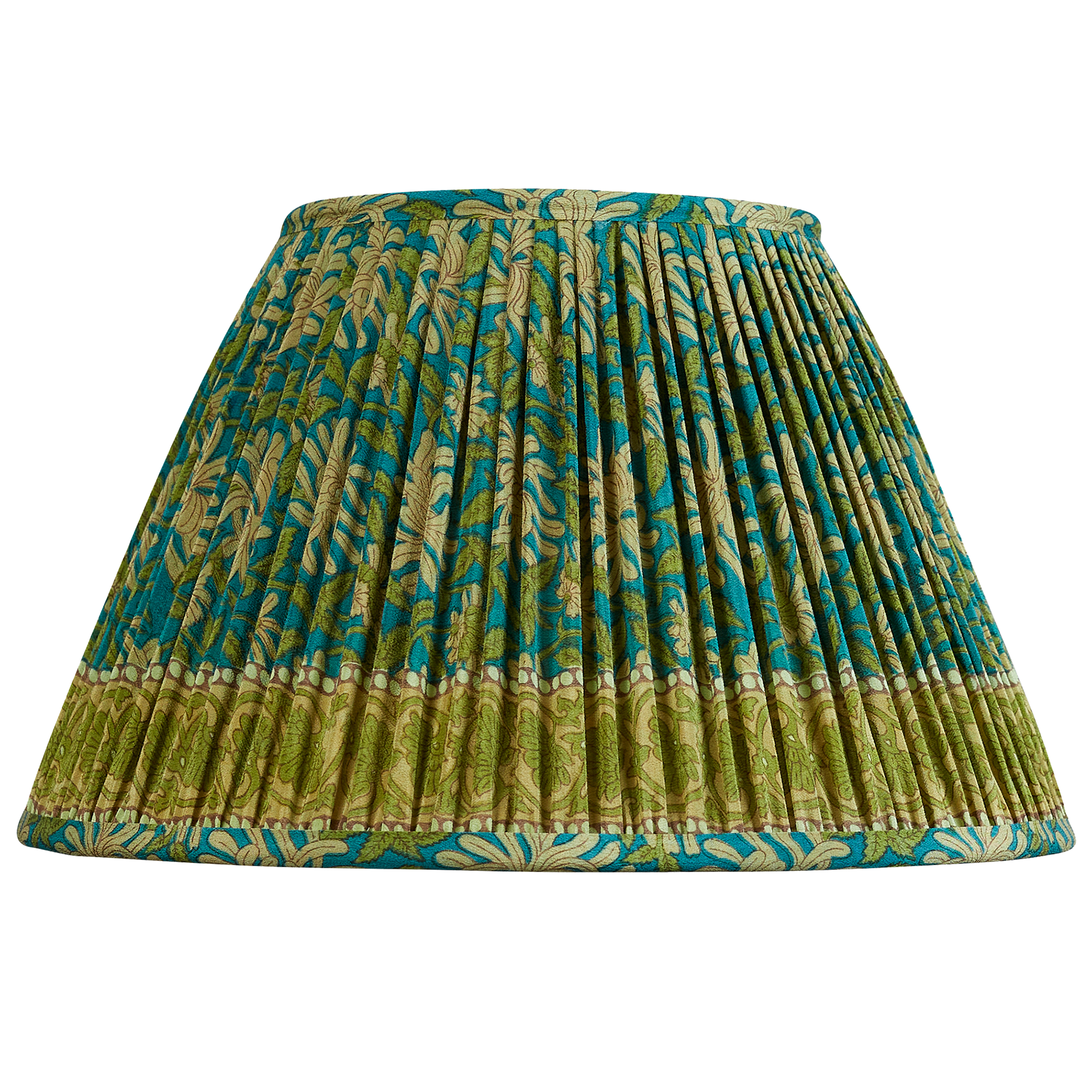 14 inch Bottle green floral design silk sari lampshade with border