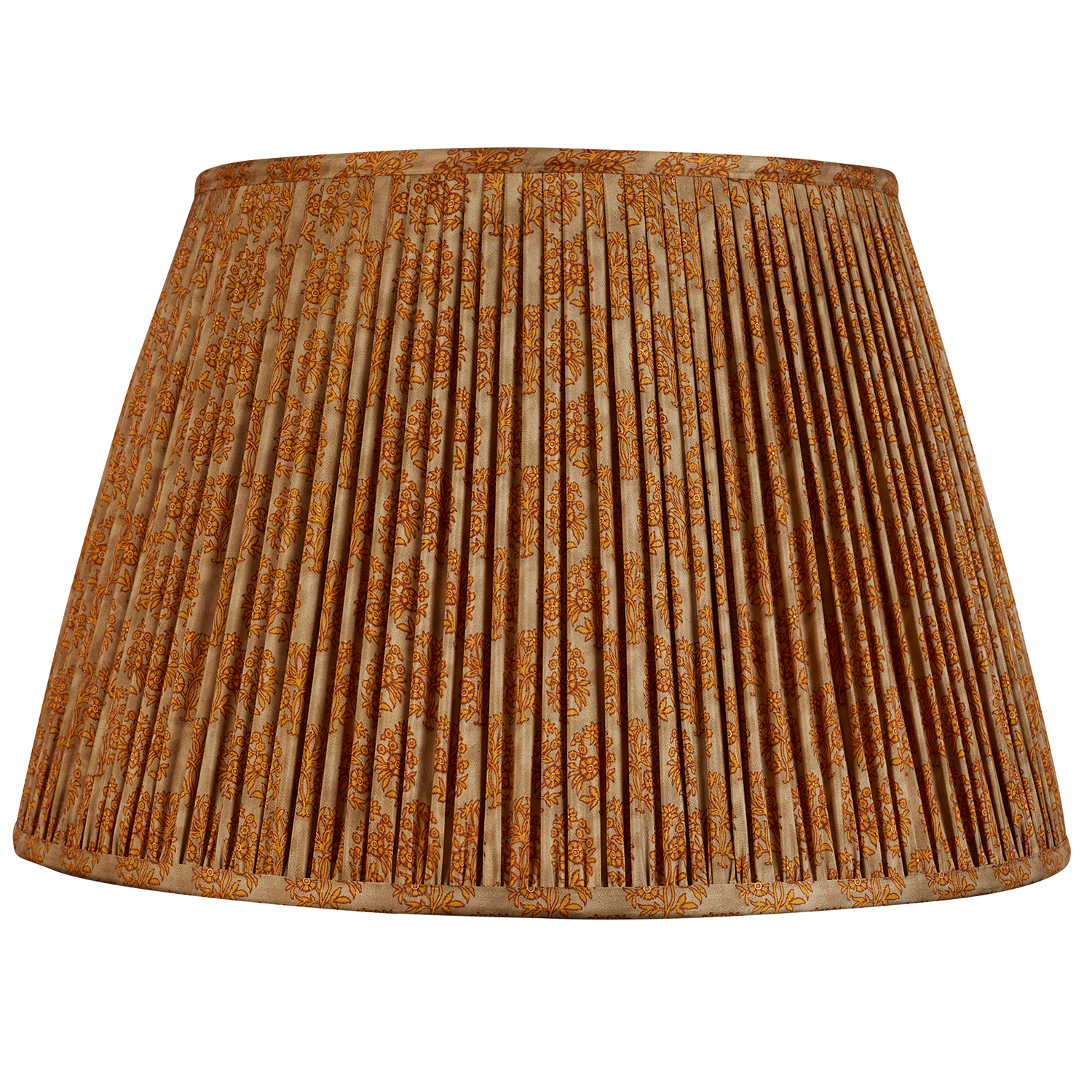 16 Inch Gold floral design on grey/khaki mottled ground silk sari lampshade