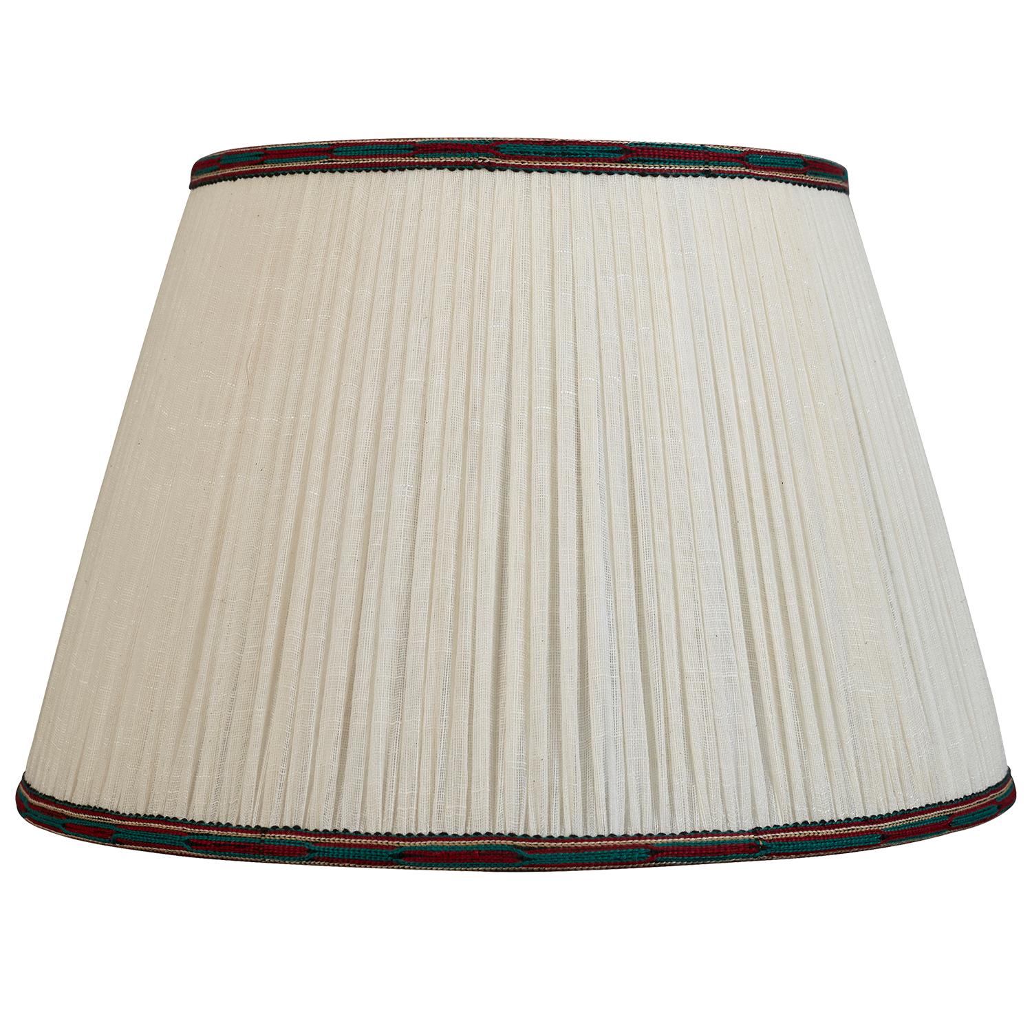 16 inch (41cm) Cream cotton lampshade with red and green embroidered trim