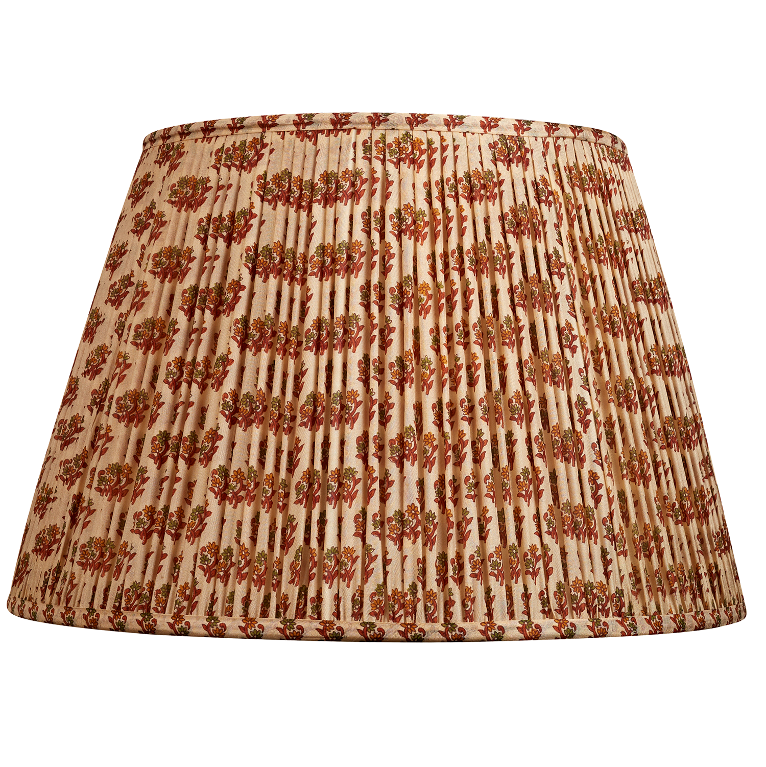 16 Inch Burgundy and green small leaf design silk sari lampshade