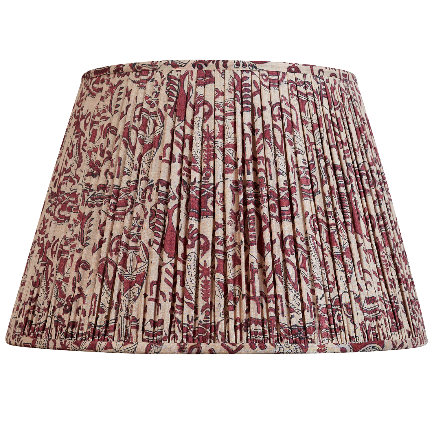 16 Inch Bordeaux abstract design on mushroom ground silk sari lampshade