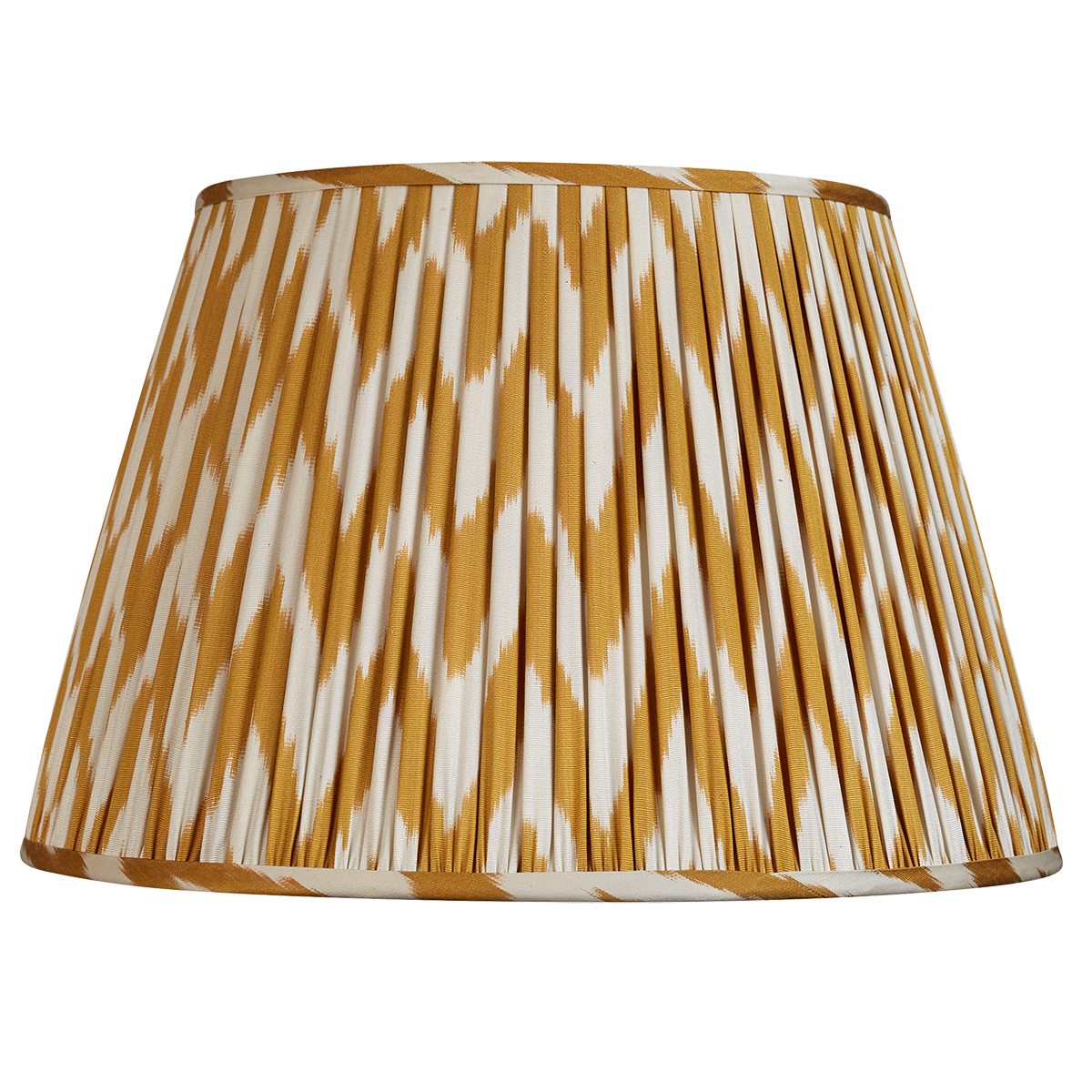 16 Inch Yellow and white silk/cotton ikat lampshade